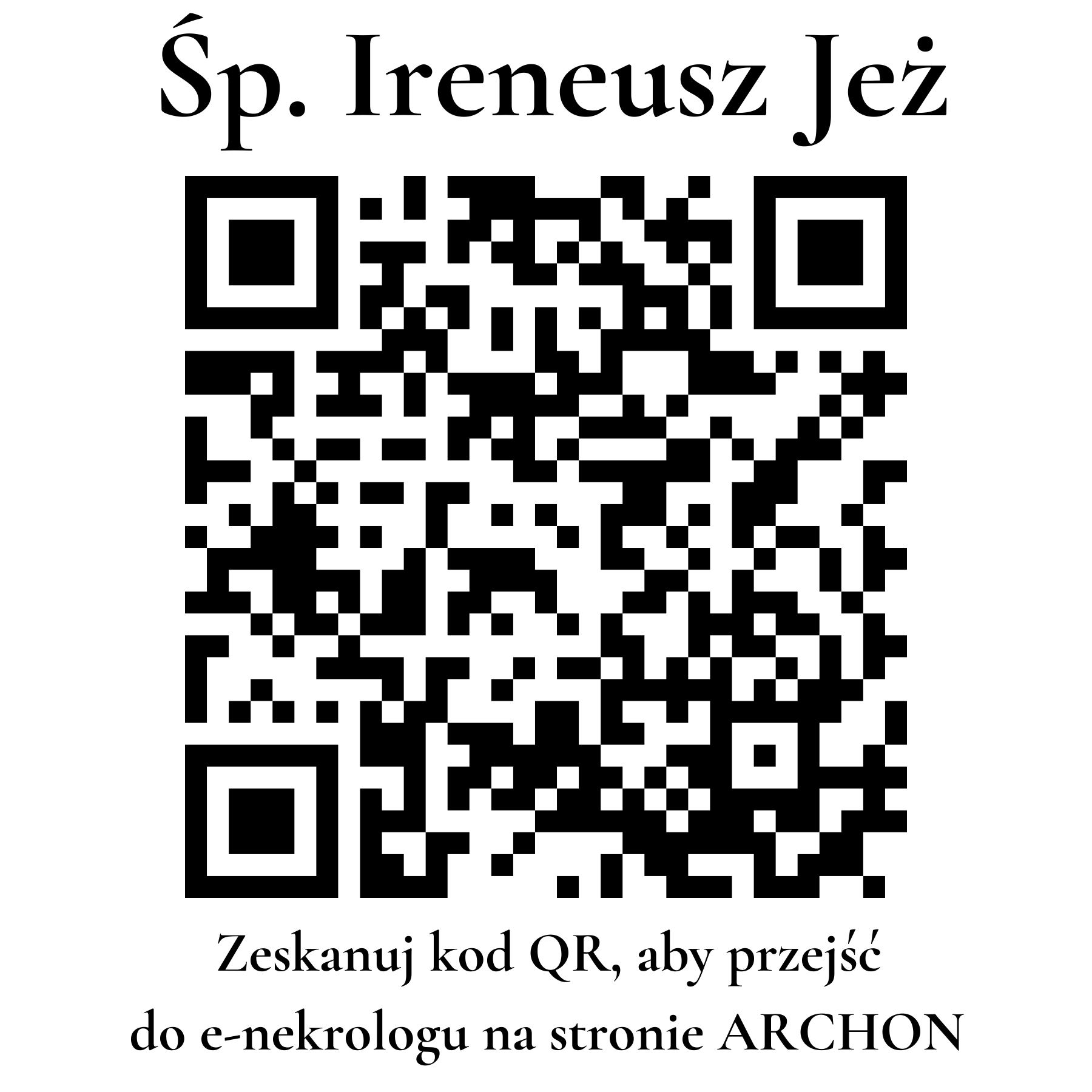 Kod QR do nekrologu Ireneusz Jeż