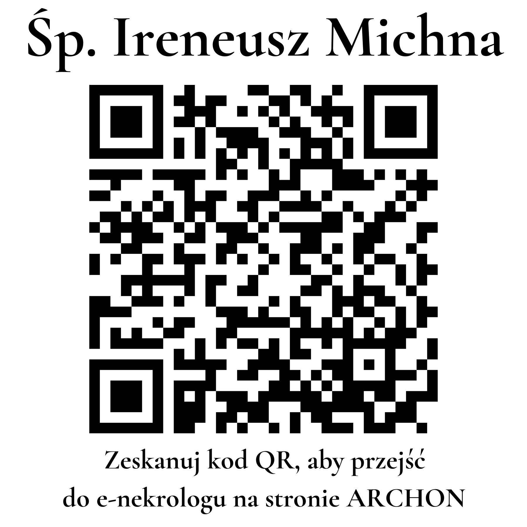 Kod QR do nekrologu Ireneusz Michna