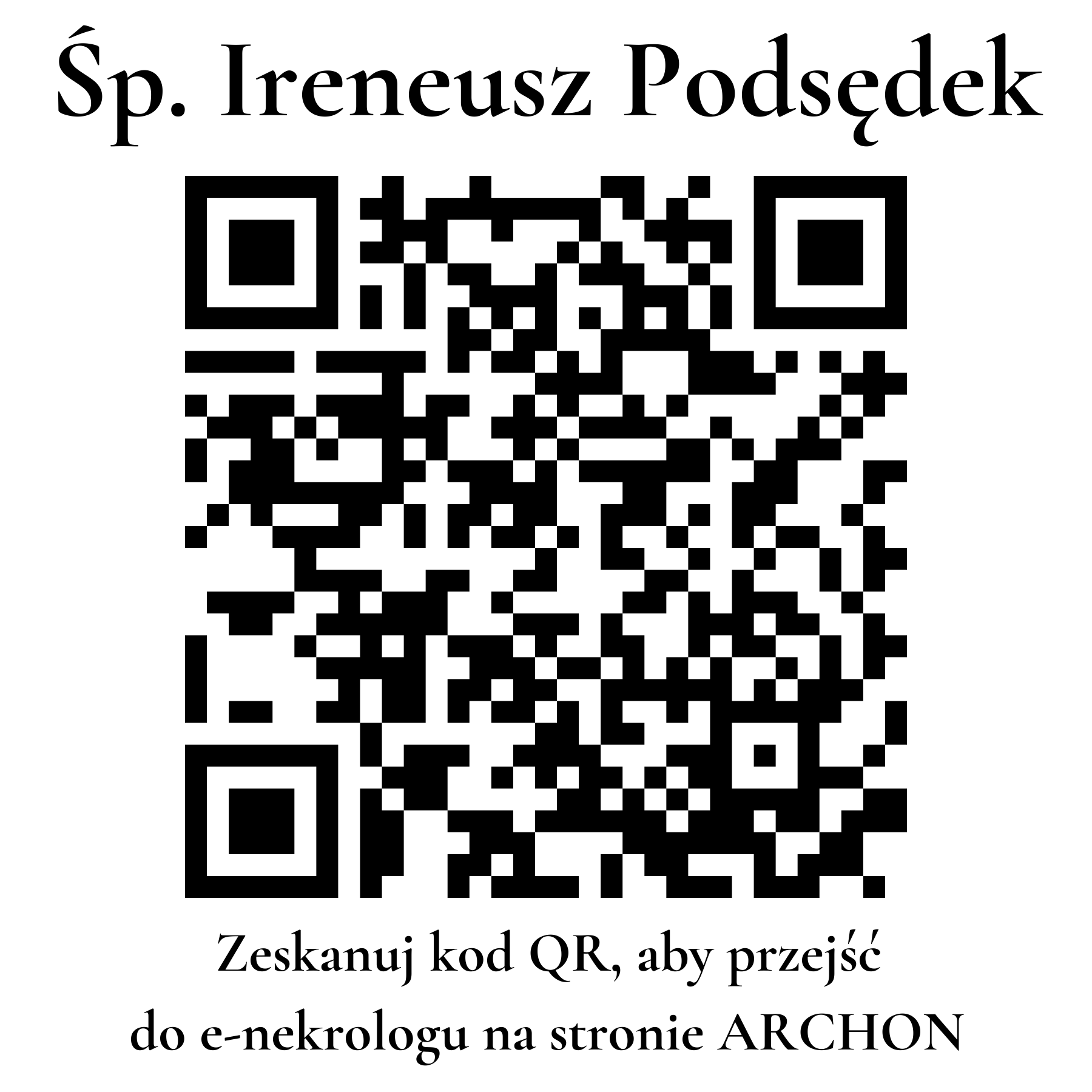 Kod QR do nekrologu Ireneusz Podsędek