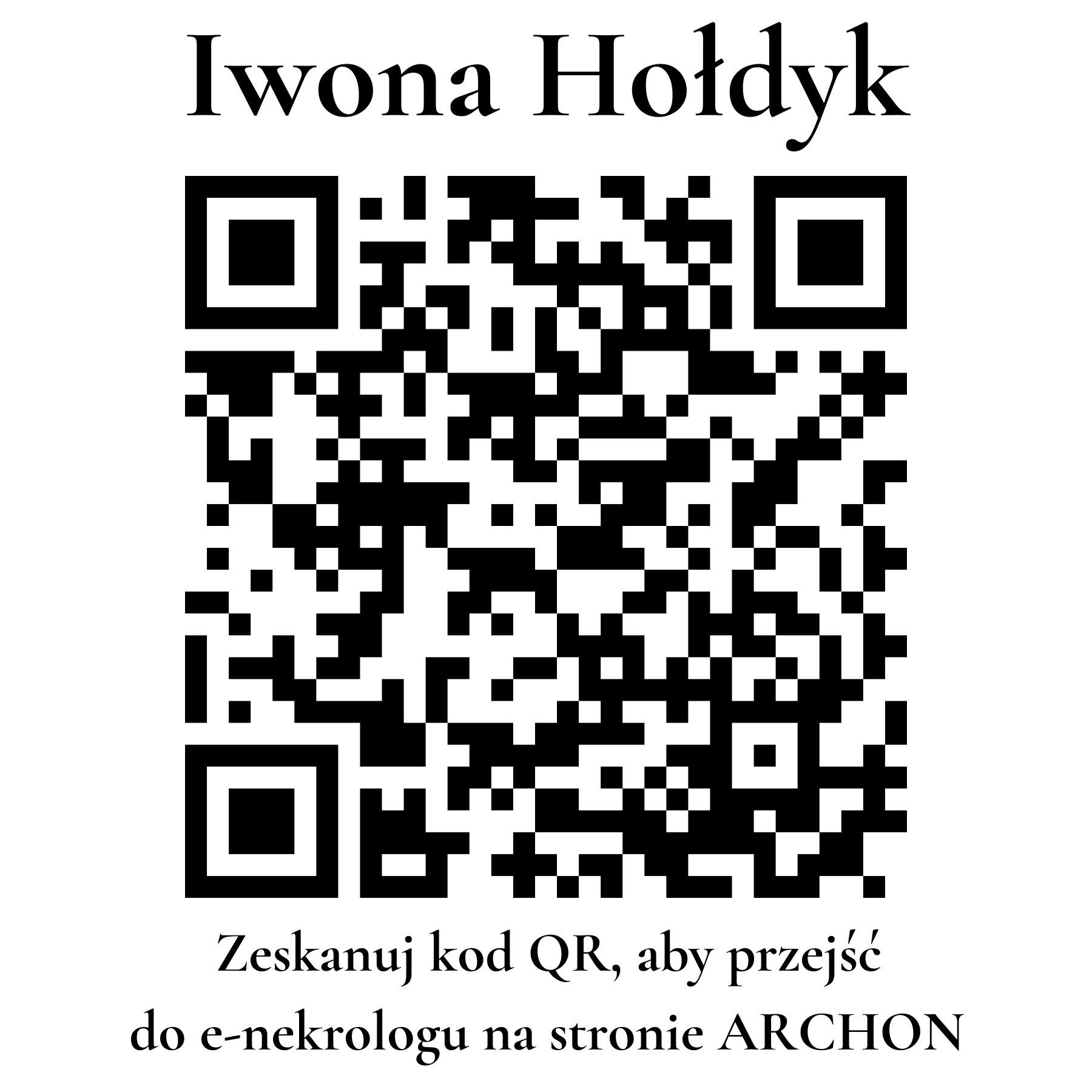 Kod QR do nekrologu Iwona Hołdyk