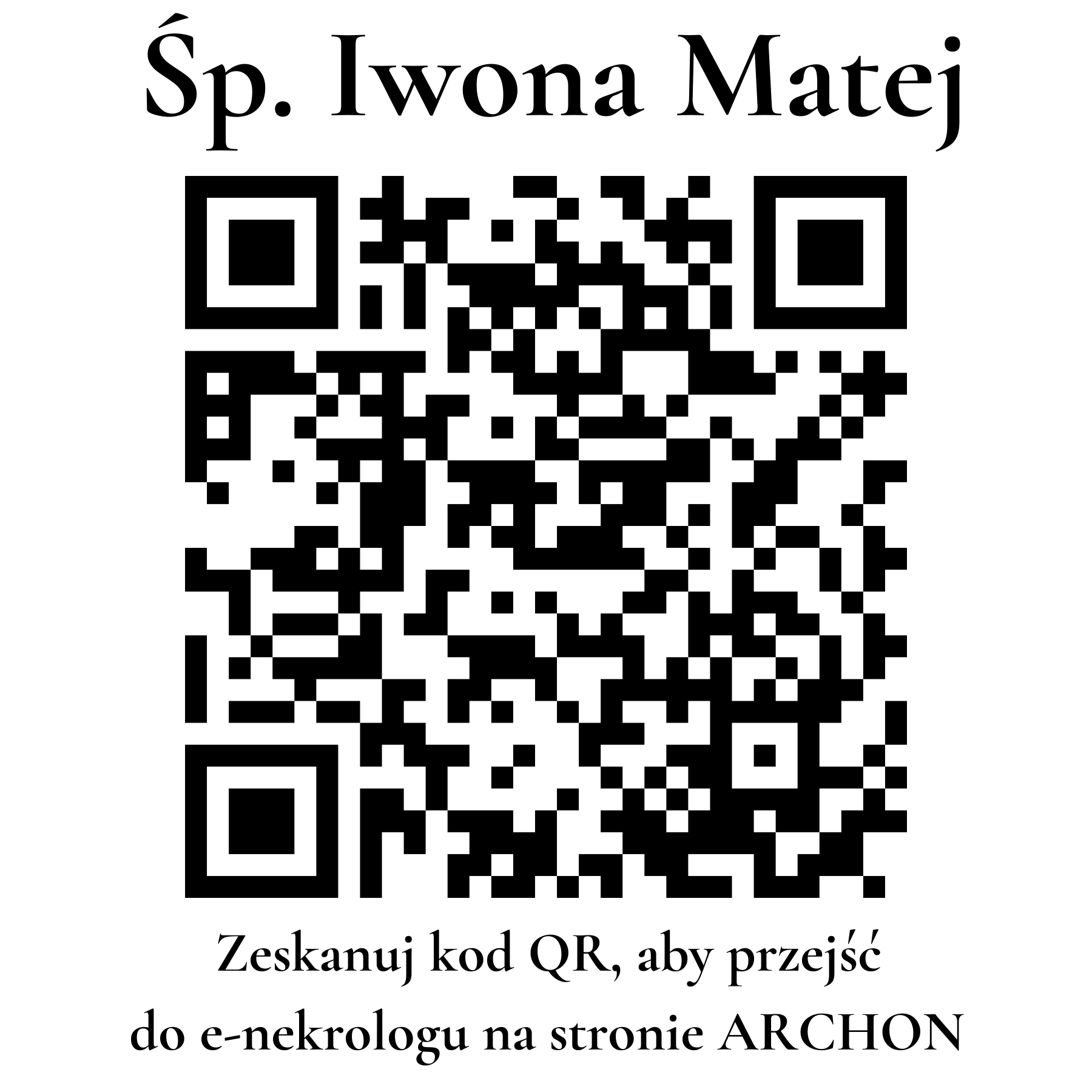 Kod QR do nekrologu Iwona Matej