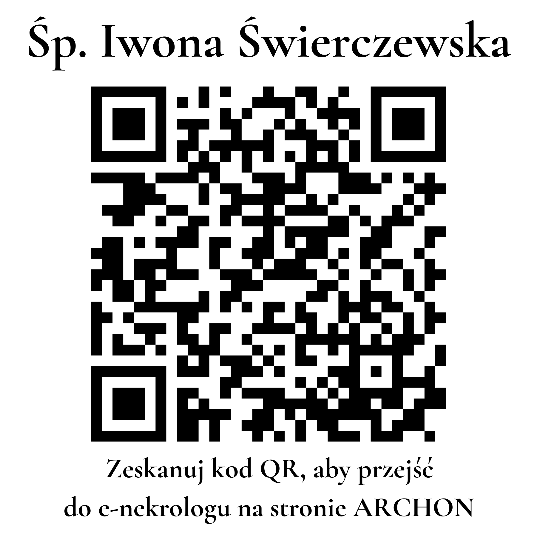 Kod QR do nekrologu Iwona Świerczewska