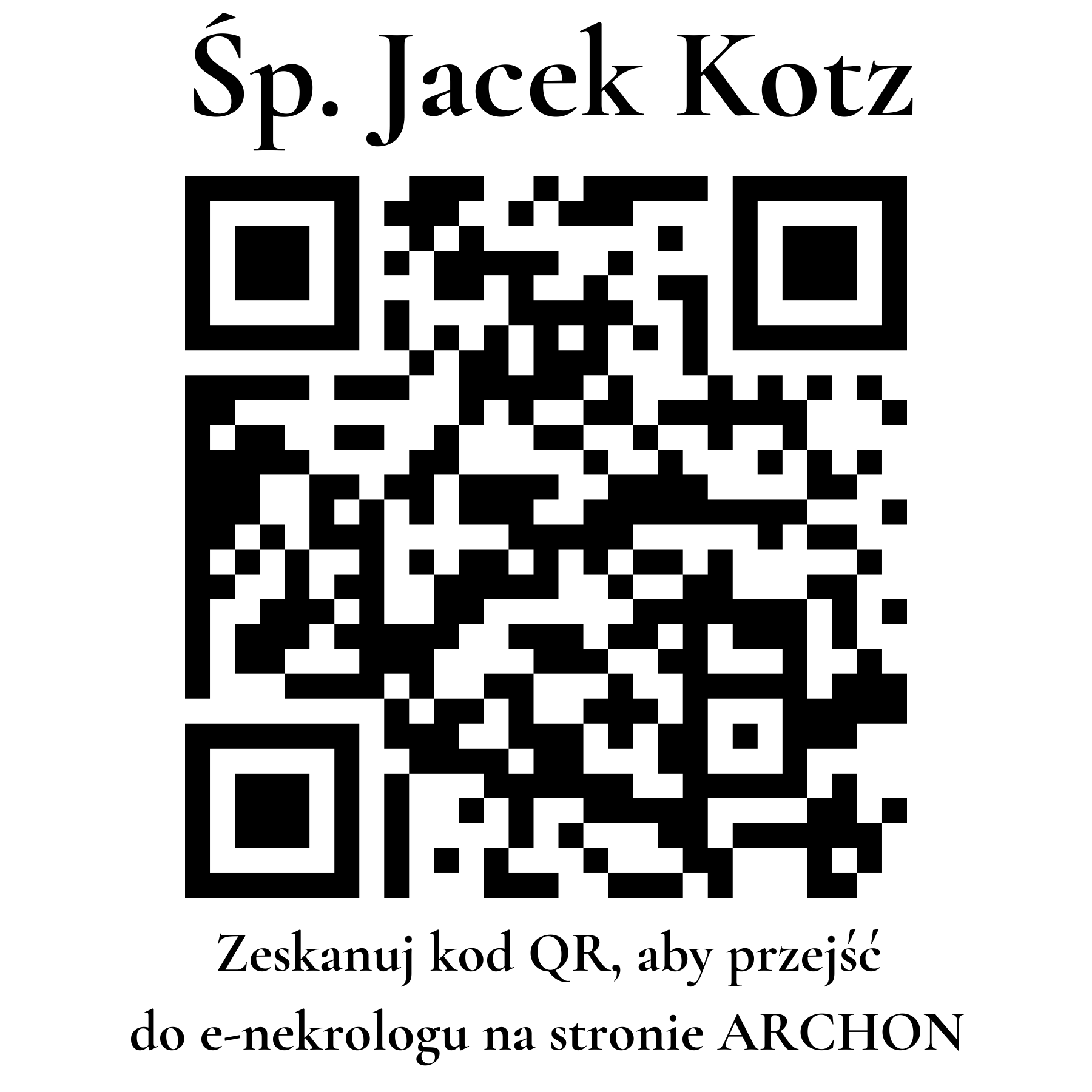 Kod QR do nekrologu Jacek Kotz