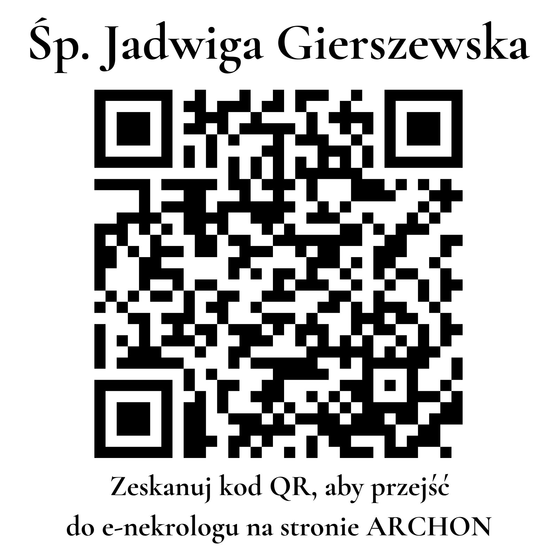 Kod QR do nekrologu Jadwiga Gierszewska