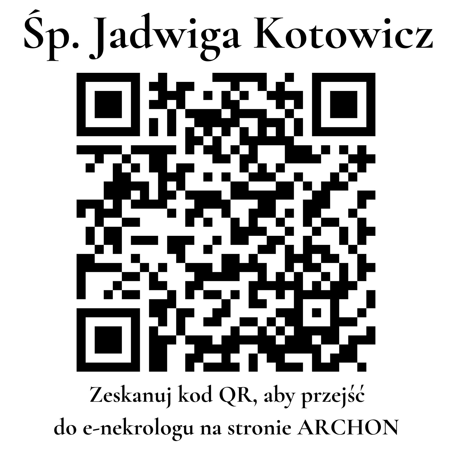 Kod QR do nekrologu Jadwiga Kotowicz