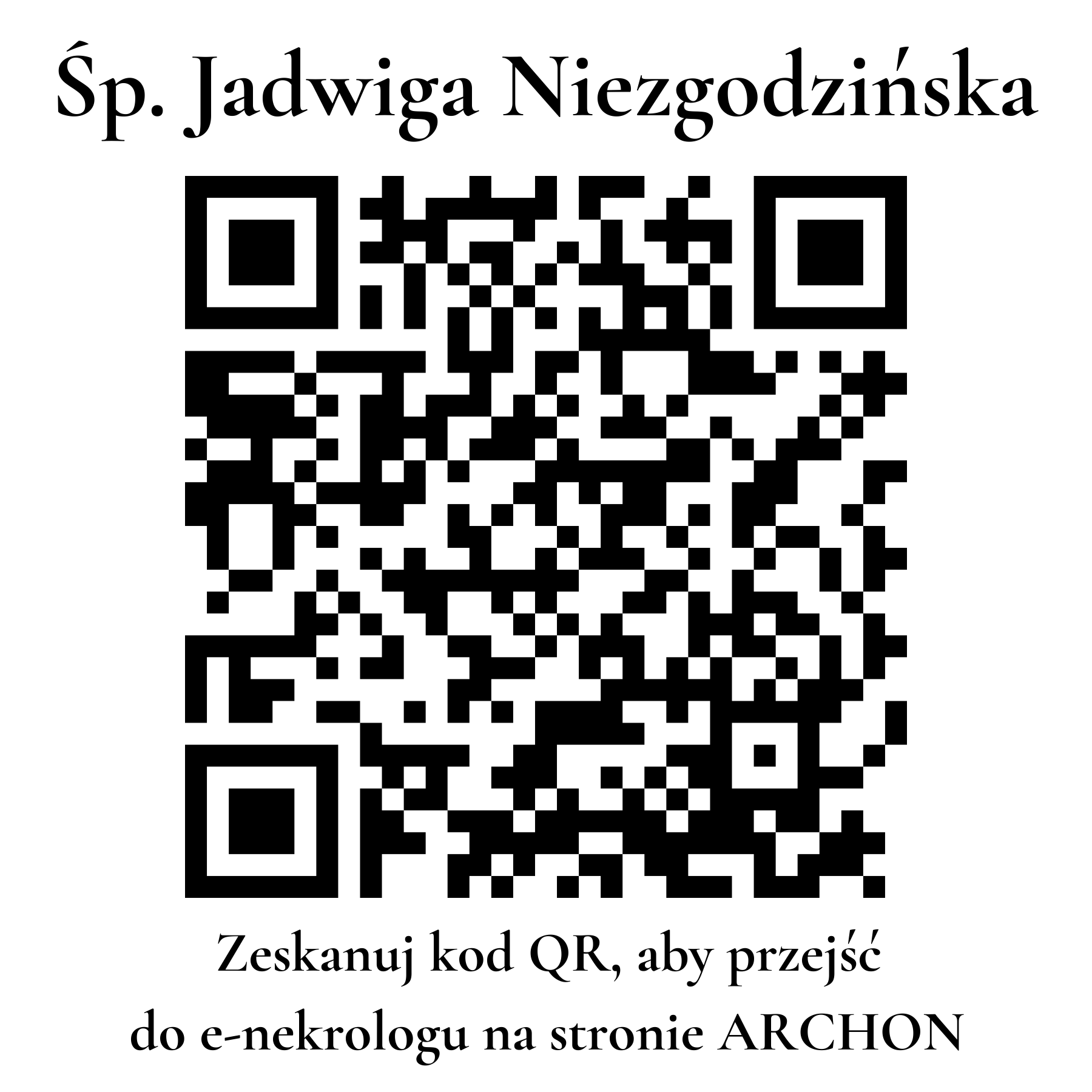 Kod QR do nekrologu Jadwiga Niezgodzińska
