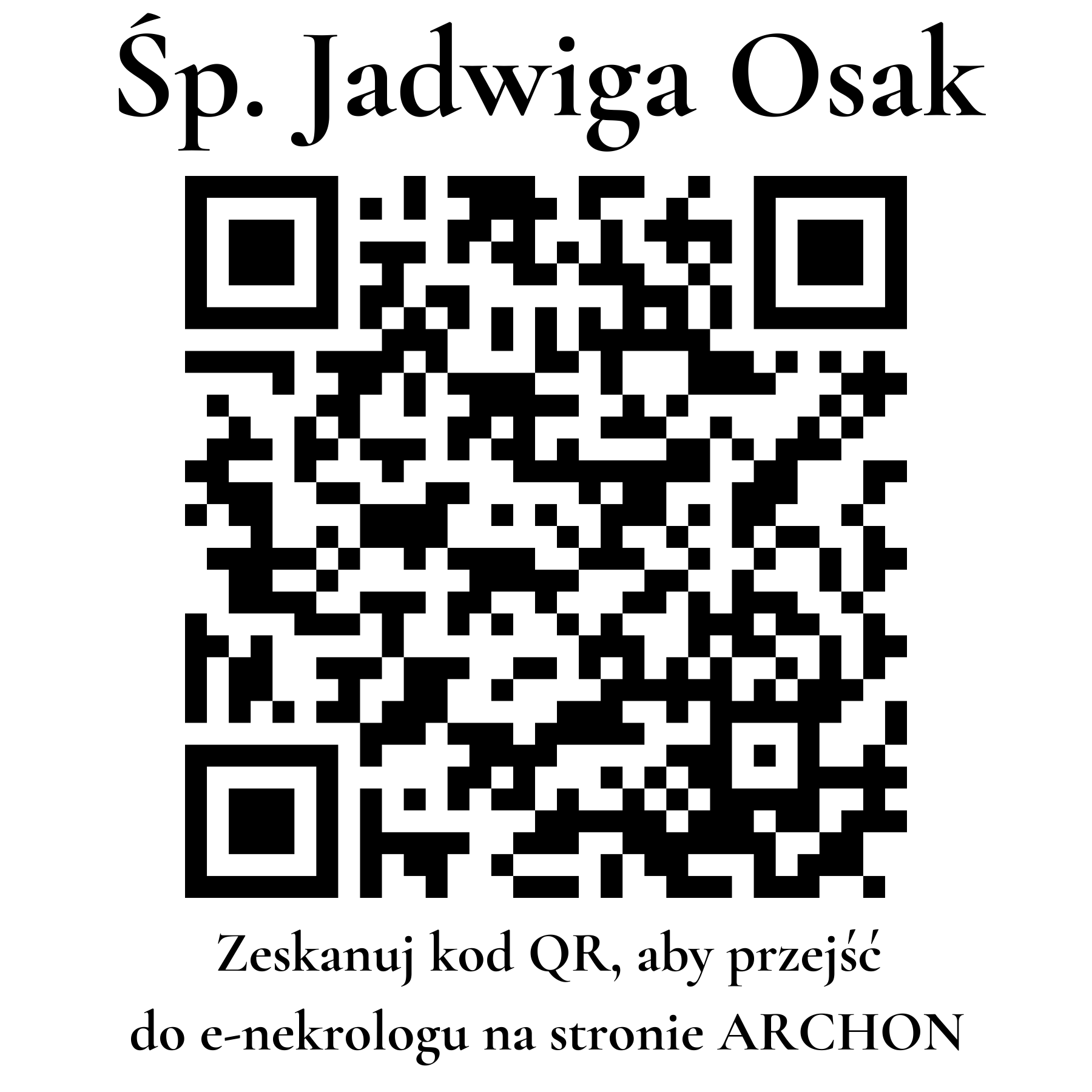 Kod QR do nekrologu Jadwiga Osak