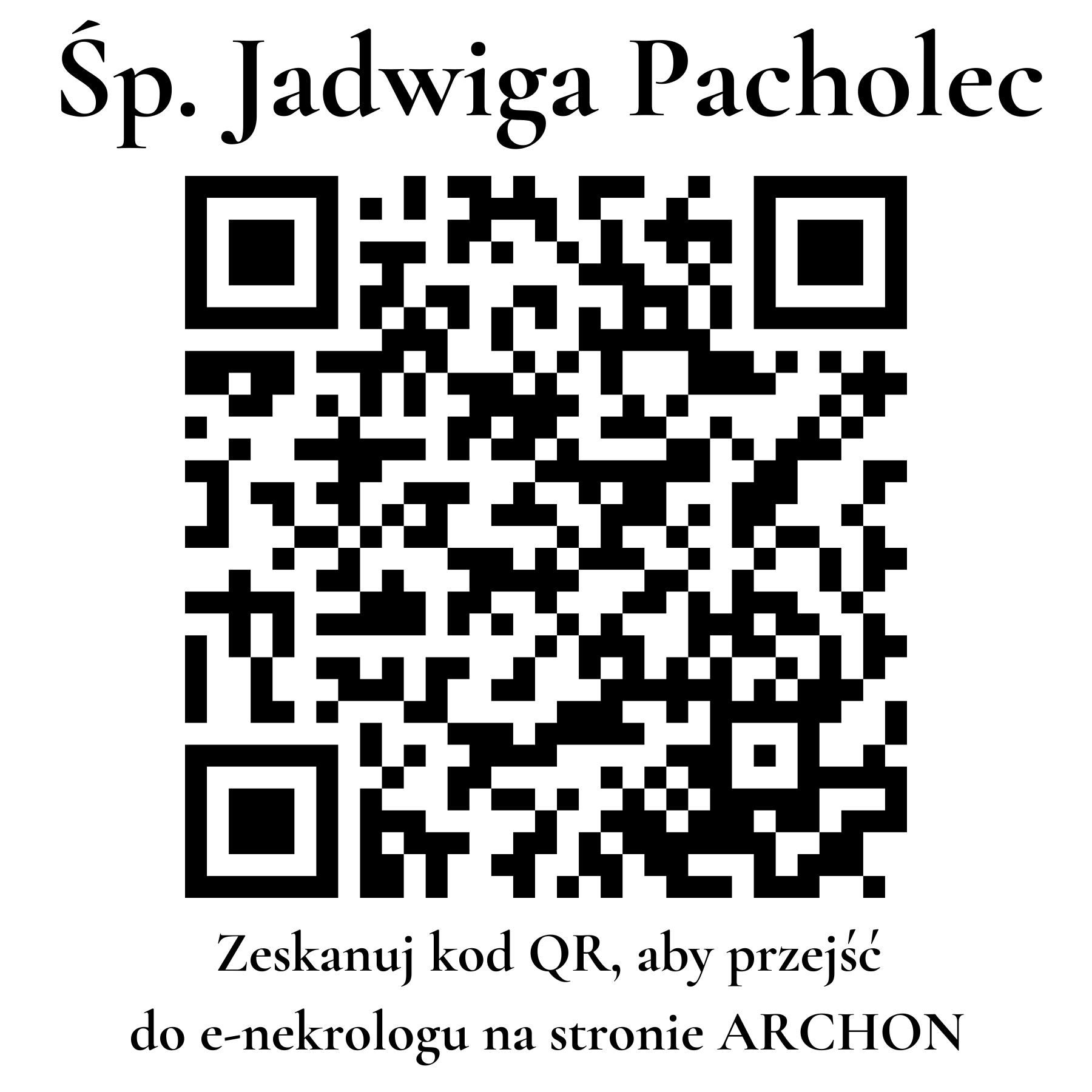 Kod QR do nekrologu Jadwiga Pacholec