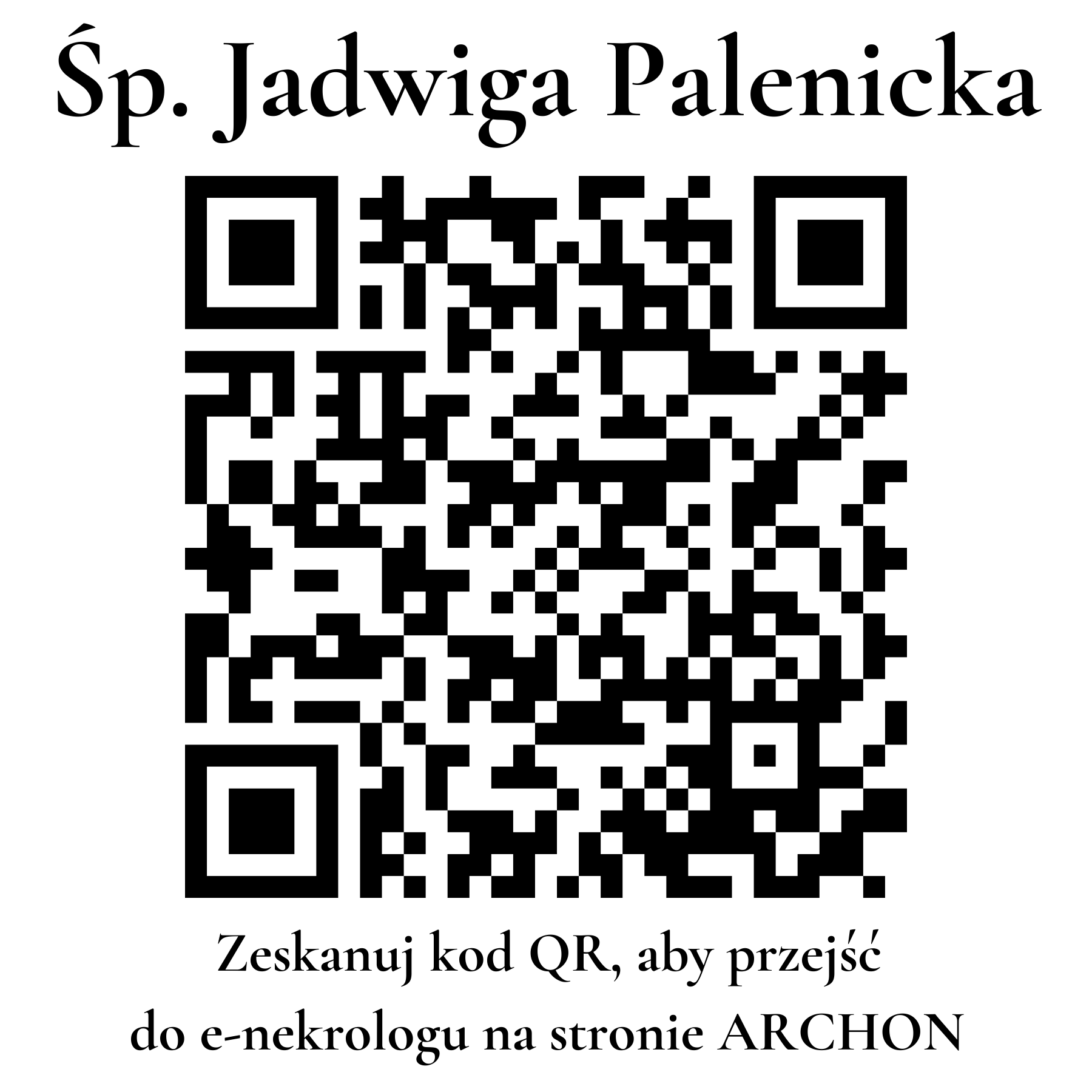 Kod QR do nekrologu Jadwiga Palenicka