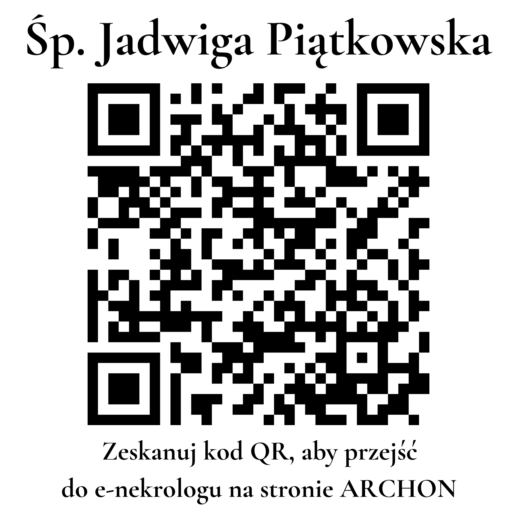 Kod QR do nekrologu Jadwiga Piątkowska