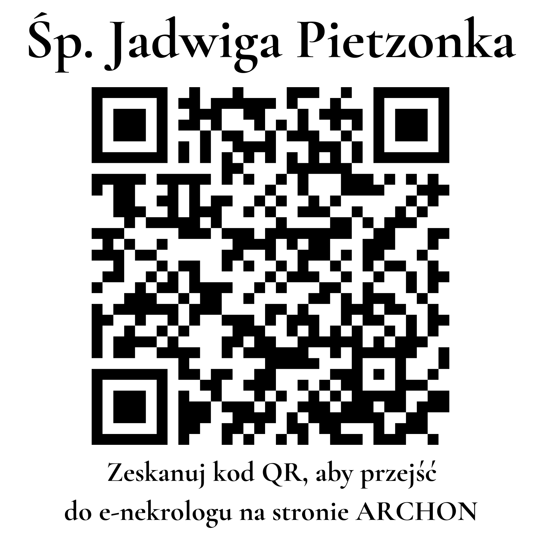 Kod QR do nekrologu Jadwiga Pietzonka
