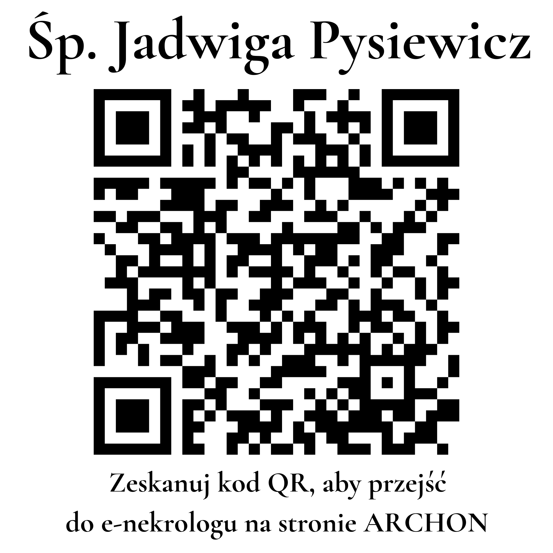 Kod QR do nekrologu Jadwiga Pysiewicz
