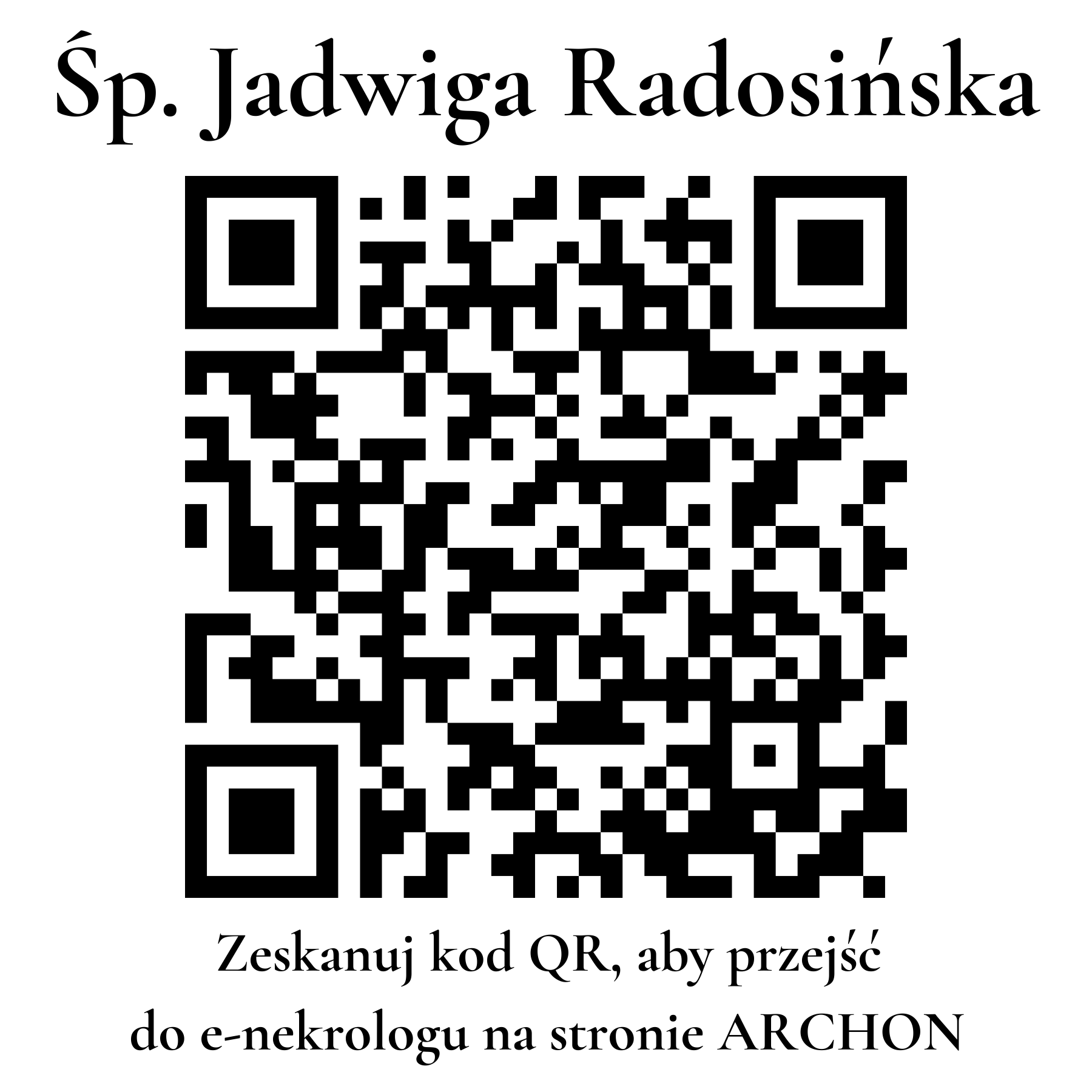 Kod QR do nekrologu Jadwiga Radosińska