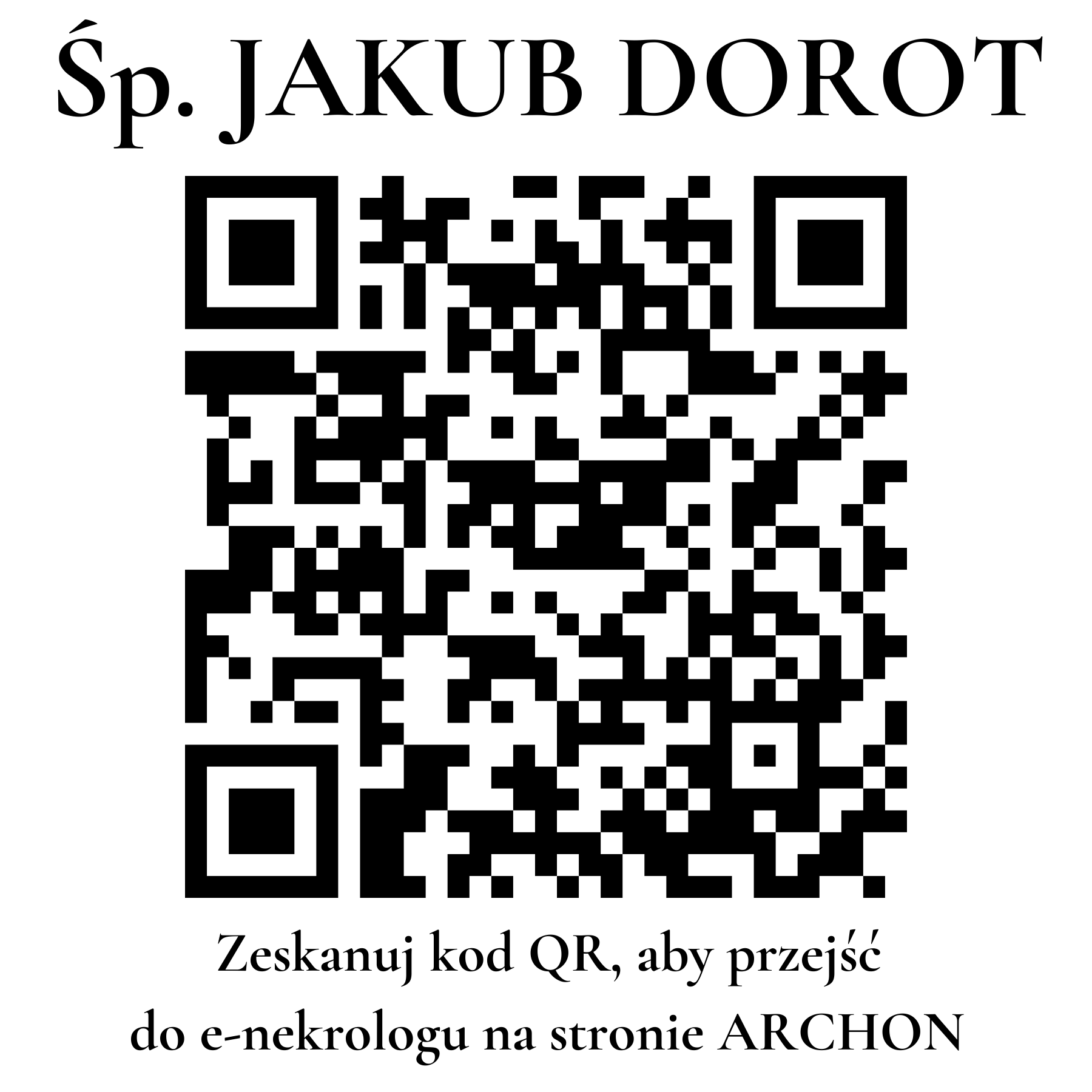 Kod QR do nekrologu JAKUB DOROT