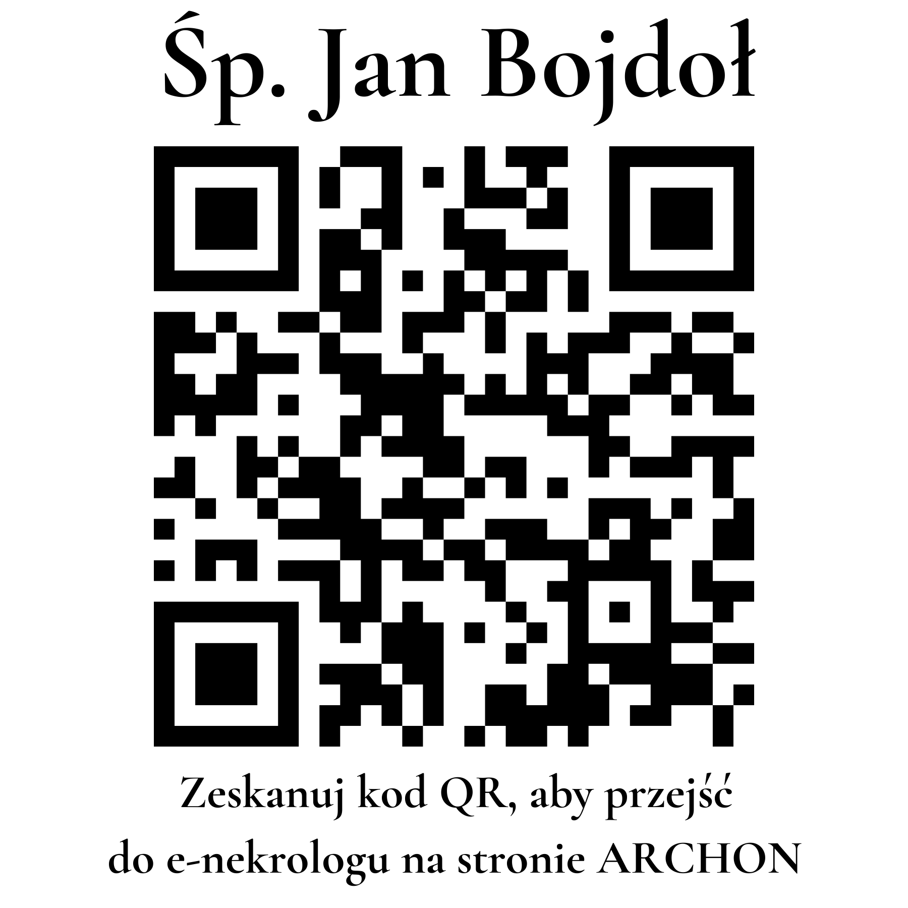 Kod QR do nekrologu Jan Bojdoł