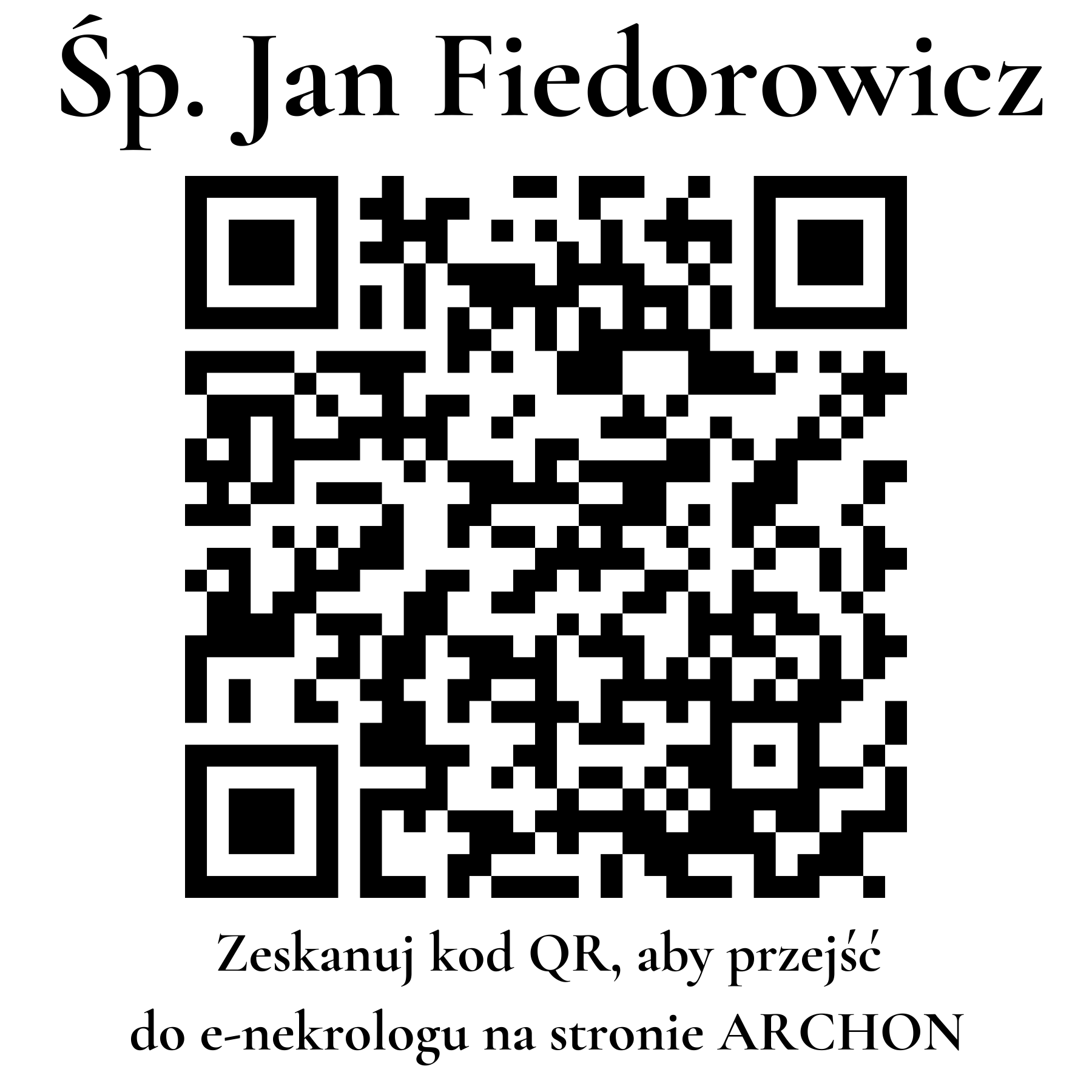 Kod QR do nekrologu Jan Fiedorowicz