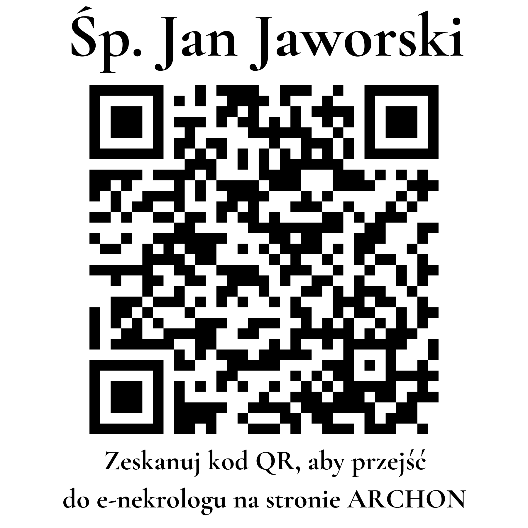 Kod QR do nekrologu Jan Jaworski