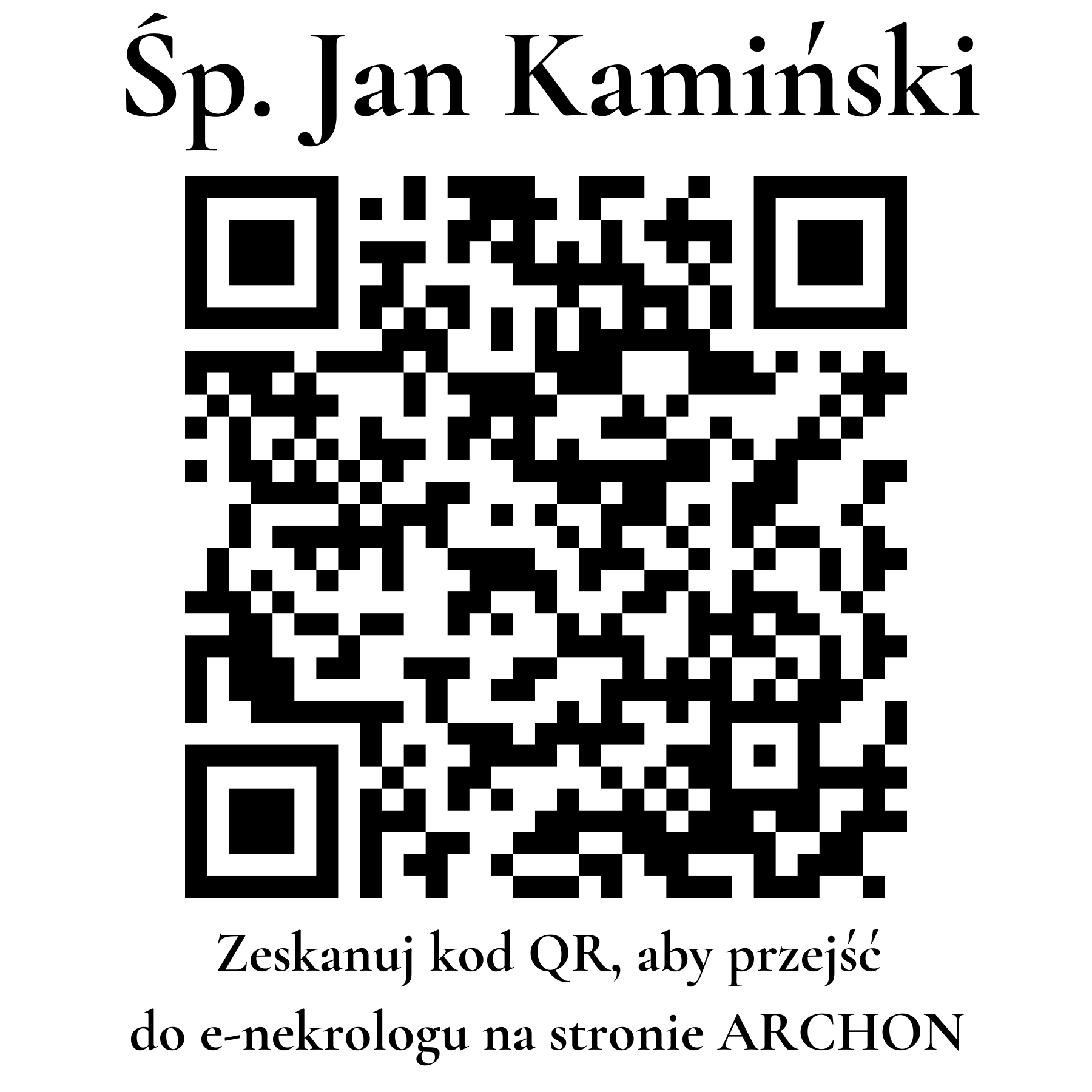 Kod QR do nekrologu Jan Kamiński