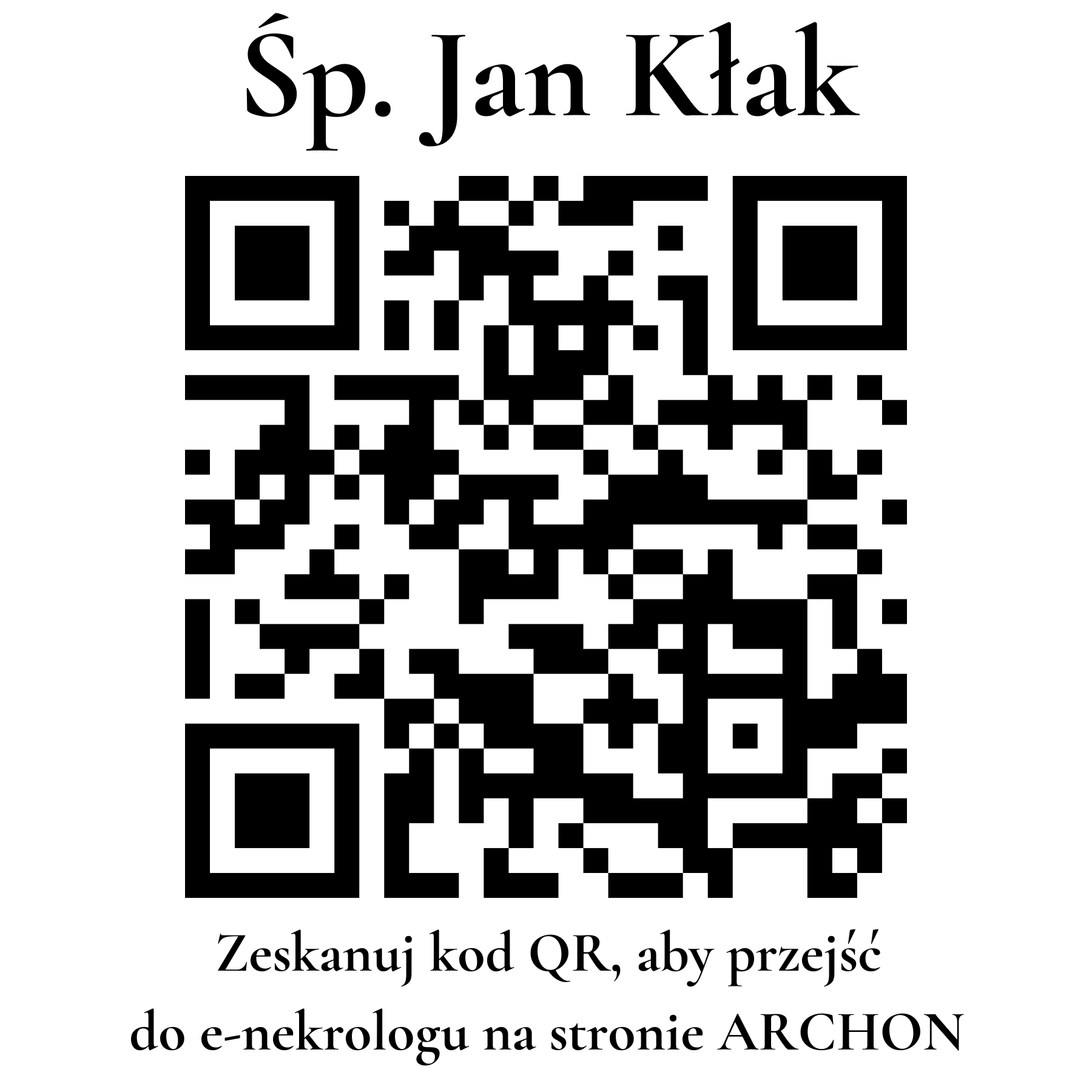 Kod QR do nekrologu Jan Kłak