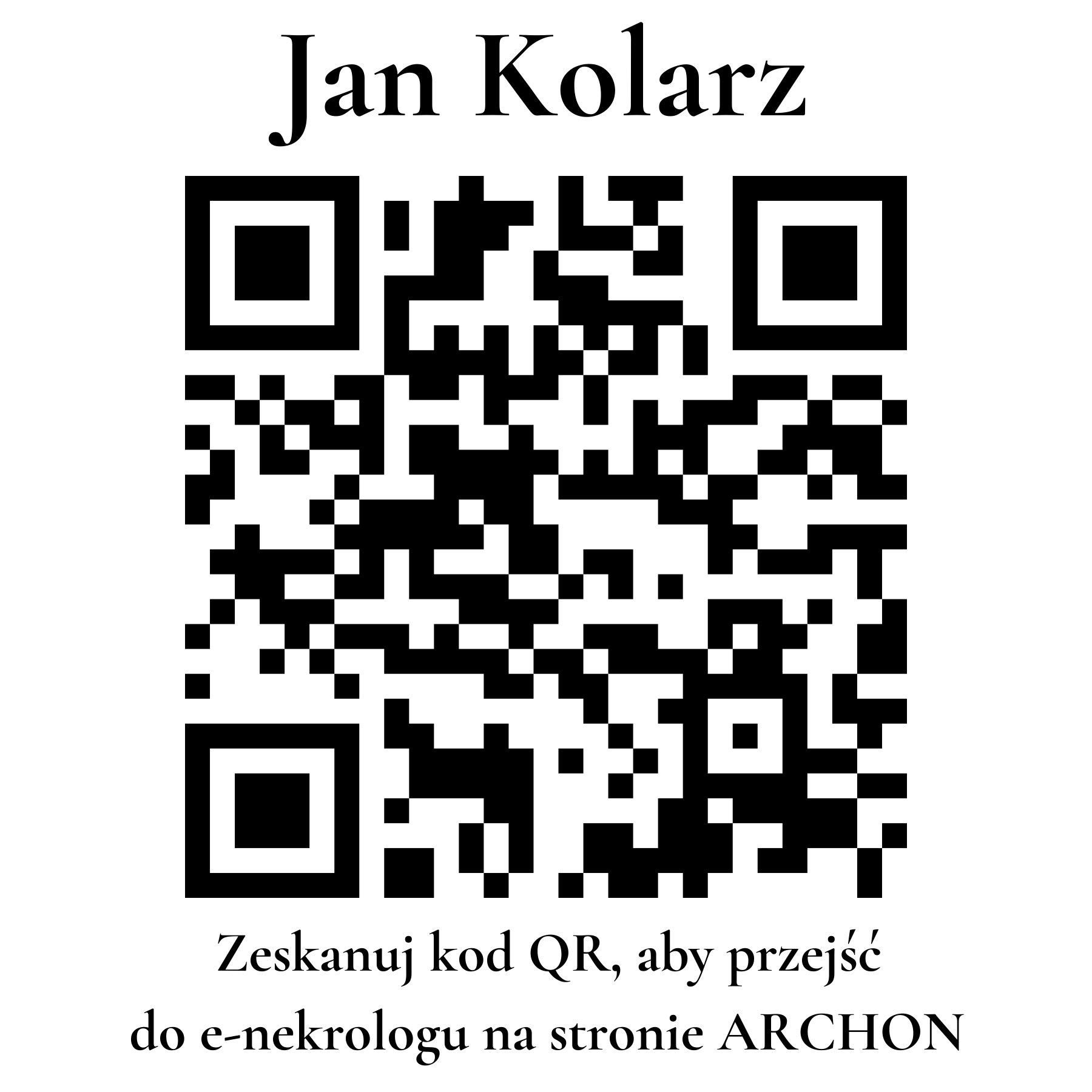 Kod QR do nekrologu Jan Kolarz