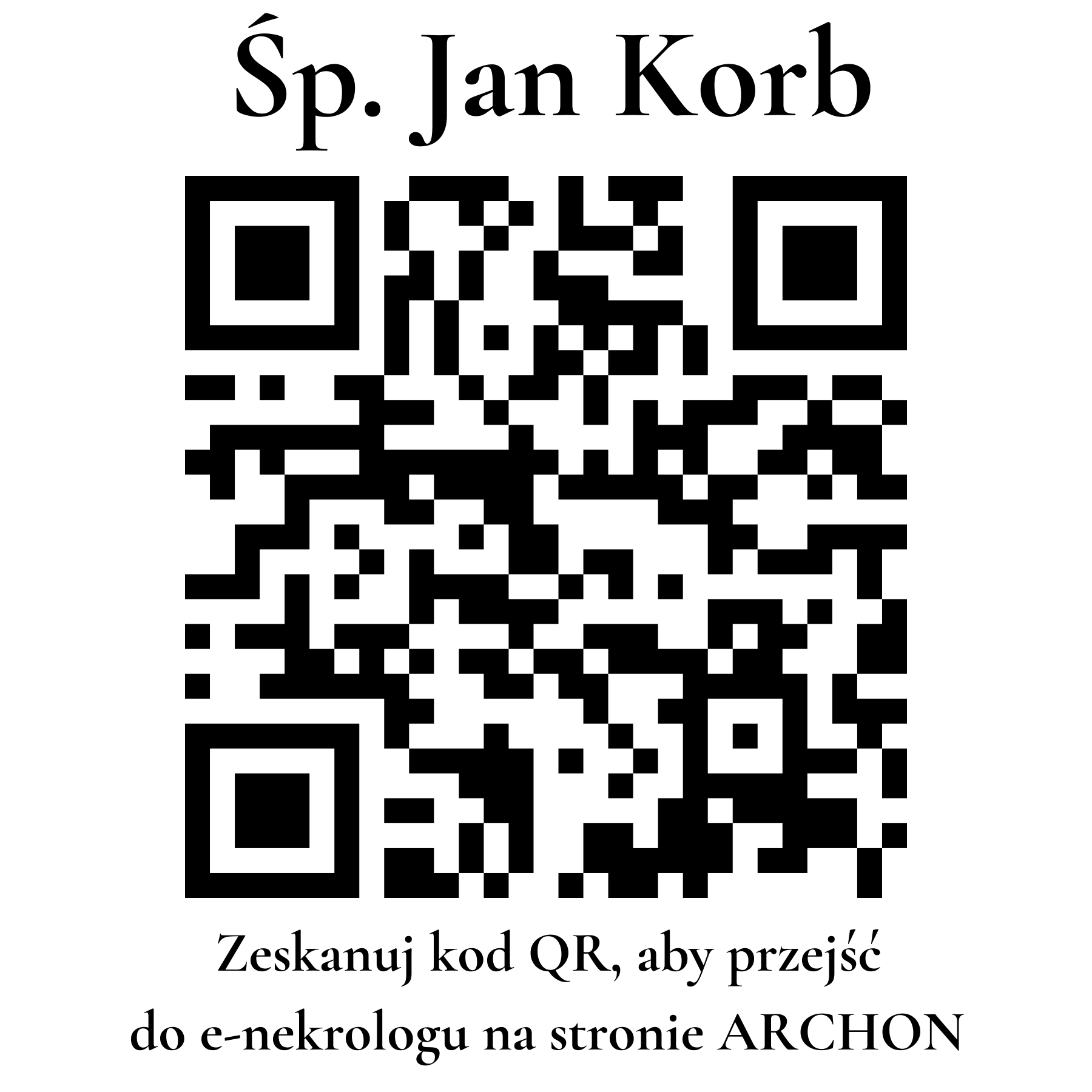 Kod QR do nekrologu Jan Korb