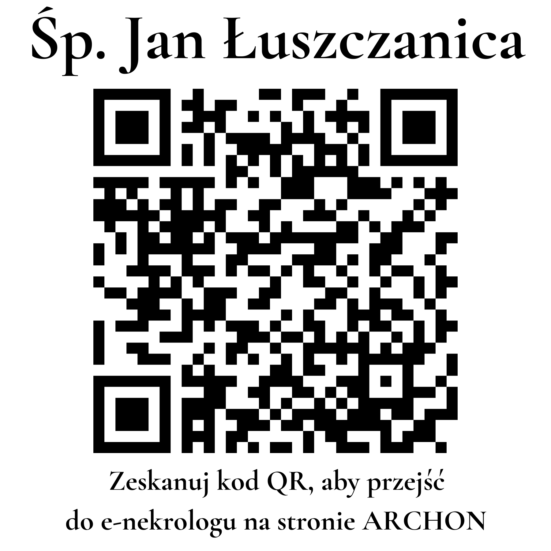 Kod QR do nekrologu Jan Łuszczanica