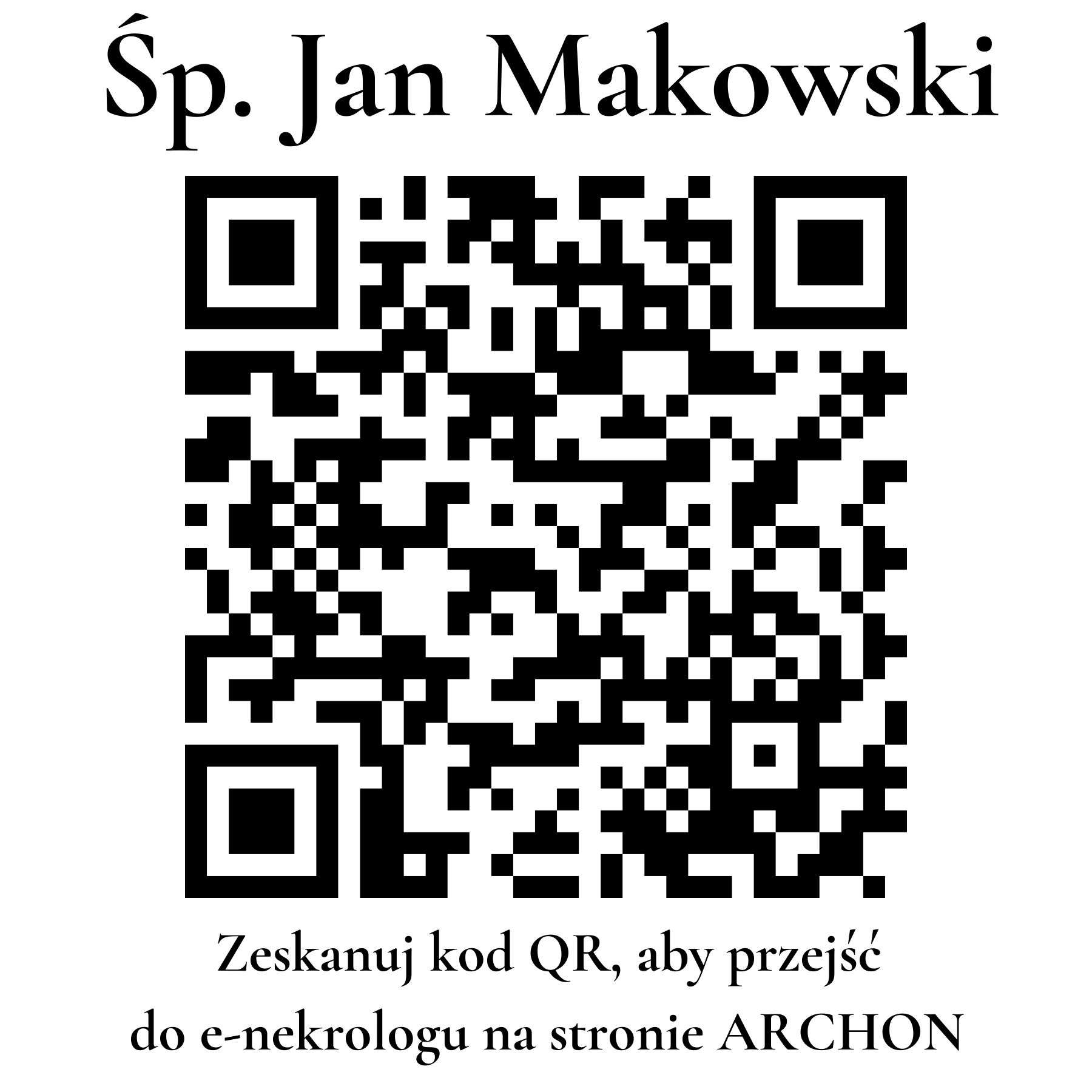 Kod QR do nekrologu Jan Makowski Kod QR do nekrologu Jan Makowski