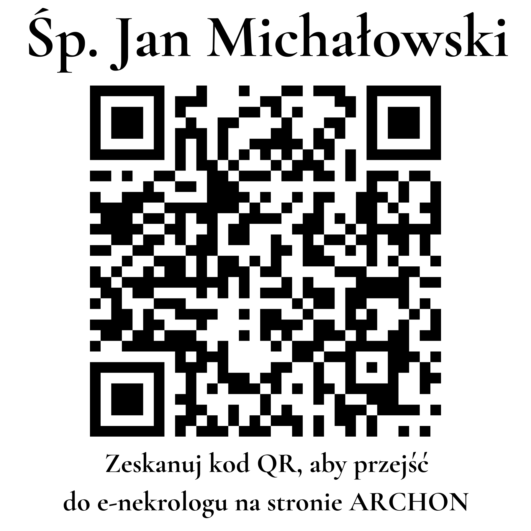 Kod QR do nekrologu Jan Michałowski Kod QR do nekrologu Jan Michałowski