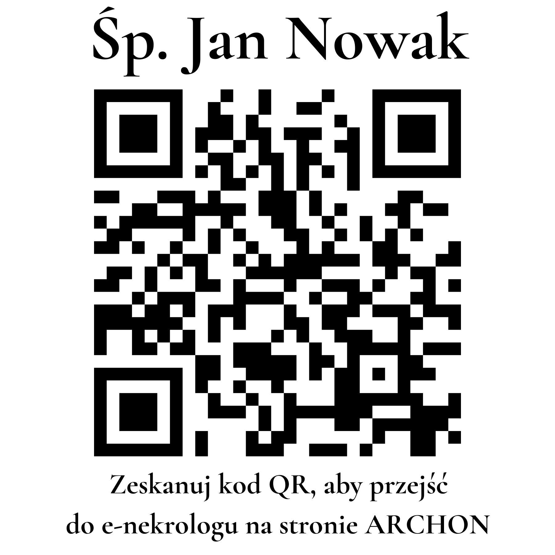 Kod QR do nekrologu Jan Nowak