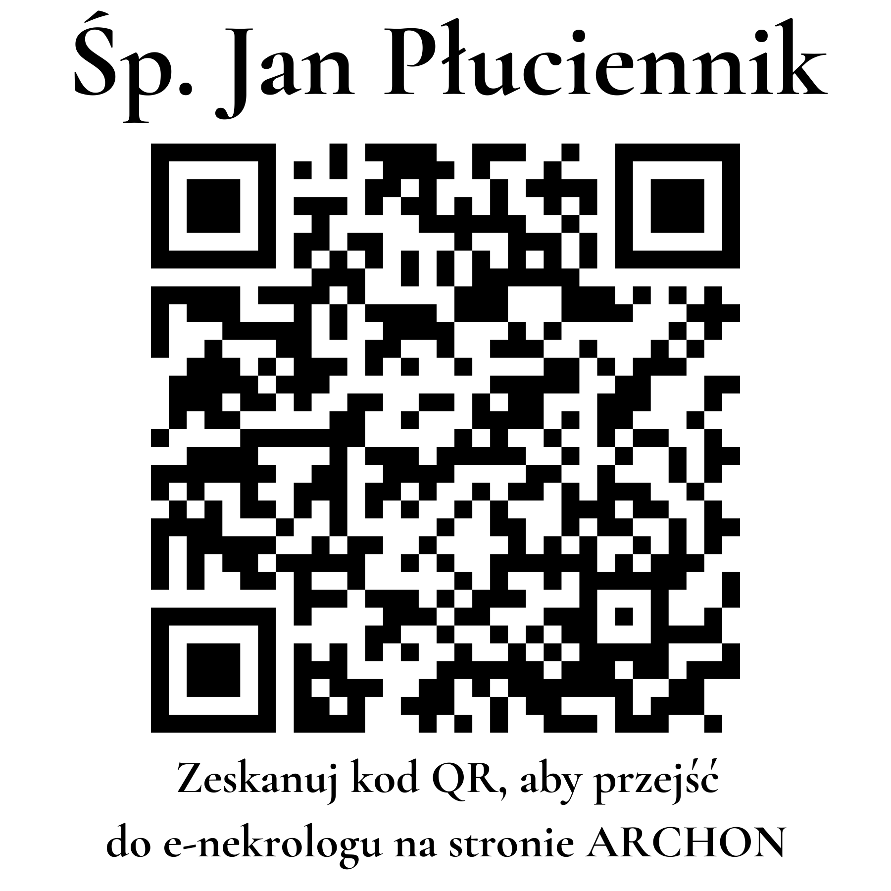 Kod QR do nekrologu Jan Płuciennik
