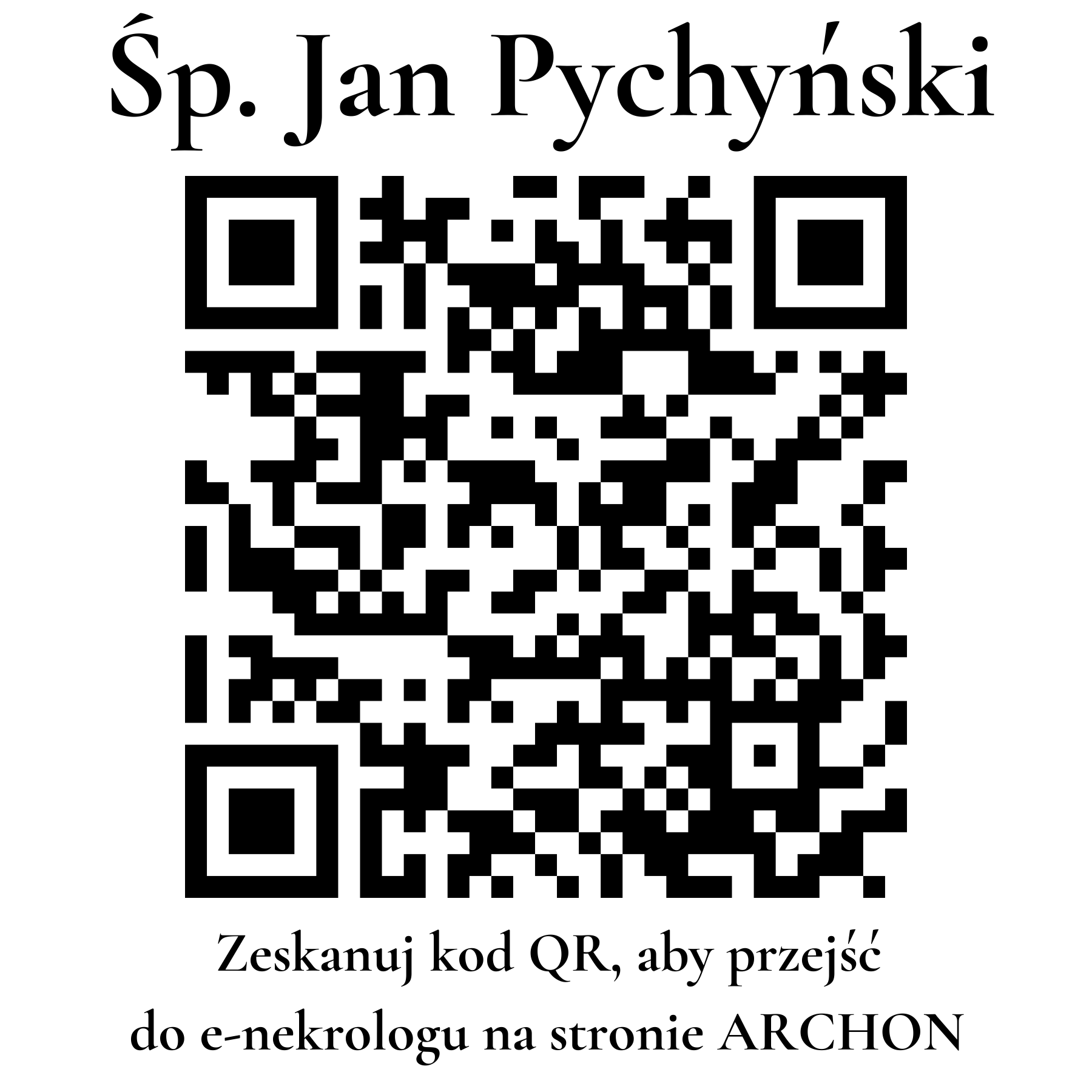 Kod QR do nekrologu Jan Pychyński