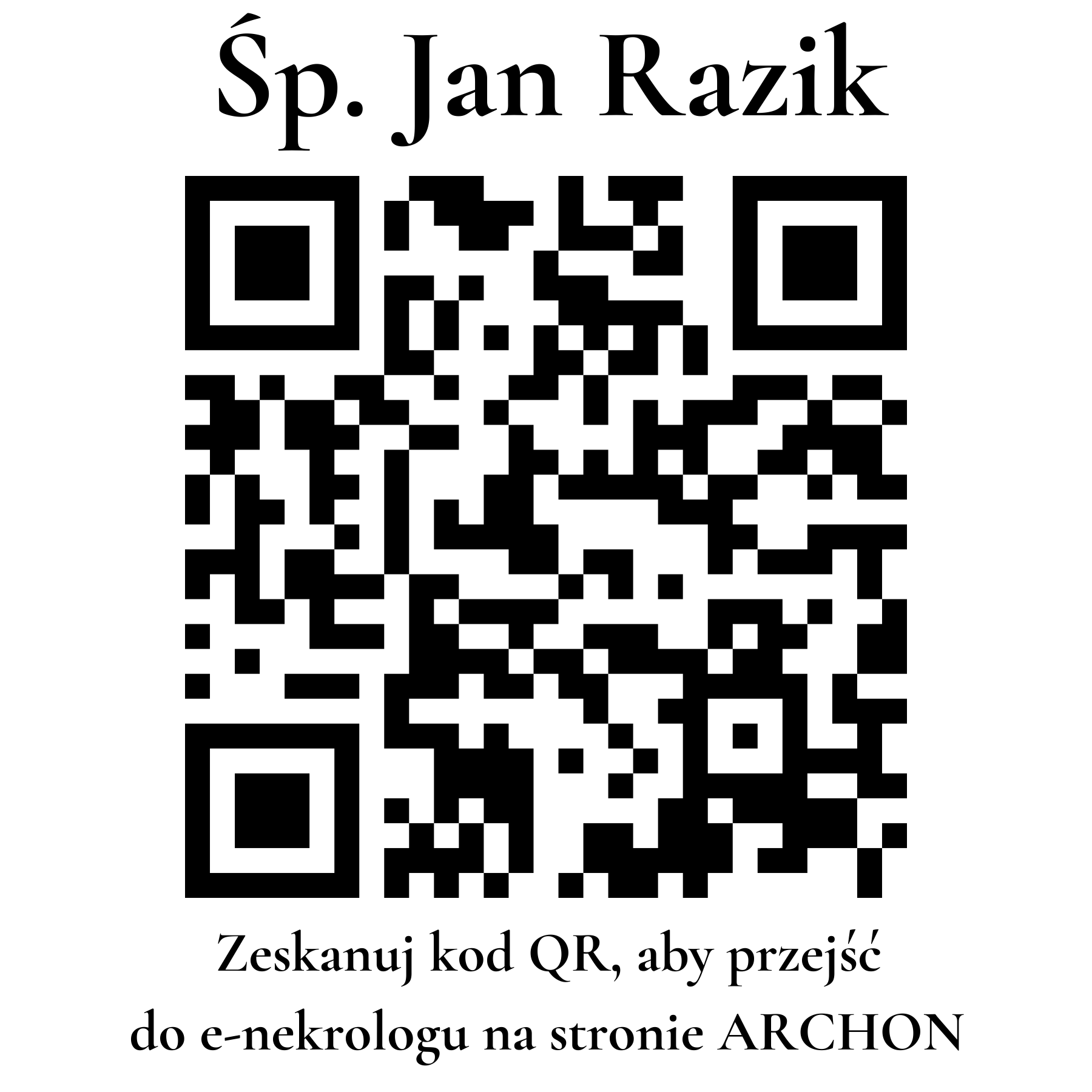 Kod QR do nekrologu Jan Razik