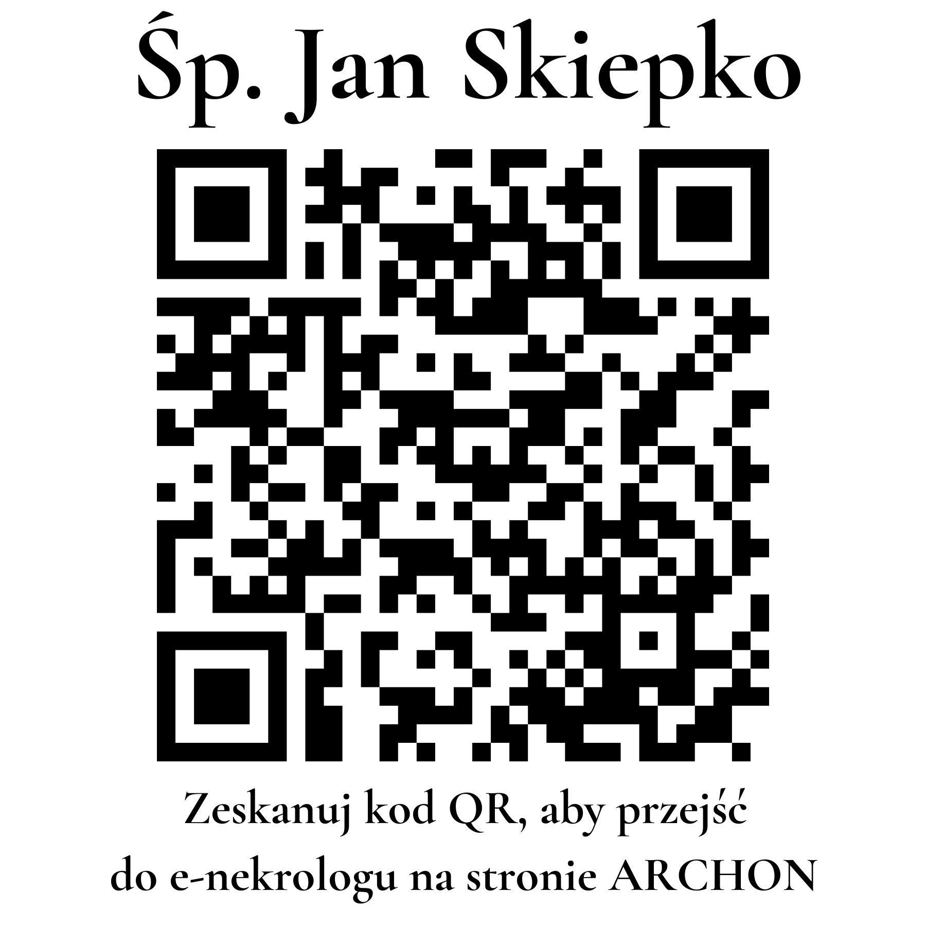 Kod QR do nekrologu Jan Skiepko