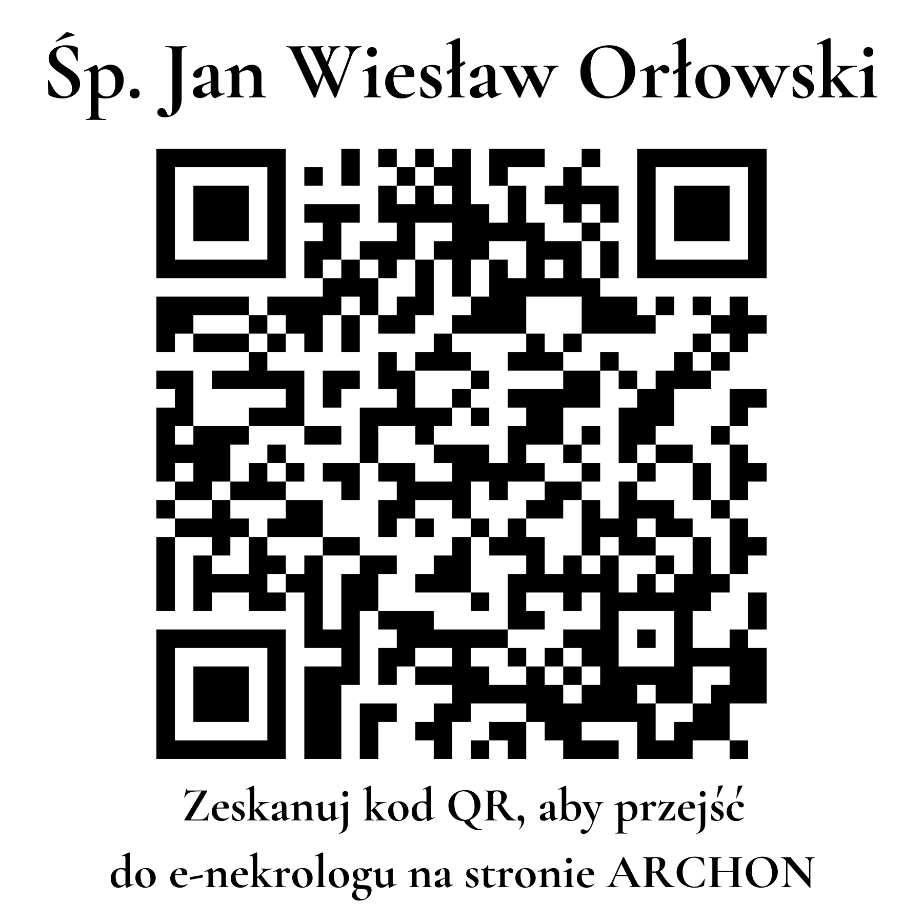 Kod QR do nekrologu Jan Wiesław Orłowski