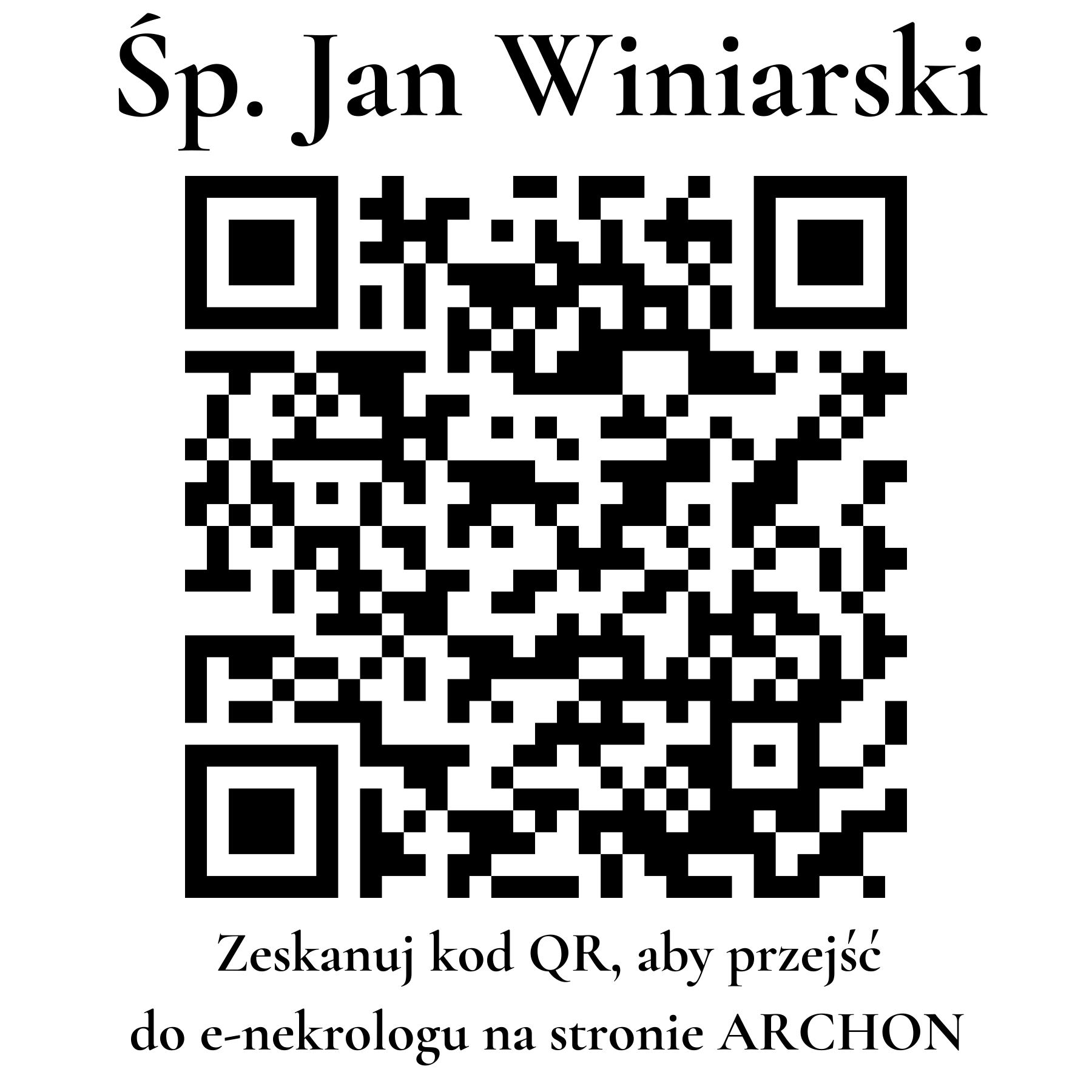 Kod QR do nekrologu Jan Winiarski Kod QR do nekrologu Jan Winiarski