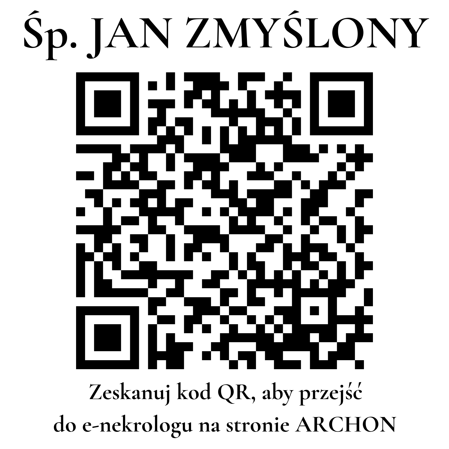 Kod QR do nekrologu JAN ZMYŚLONY