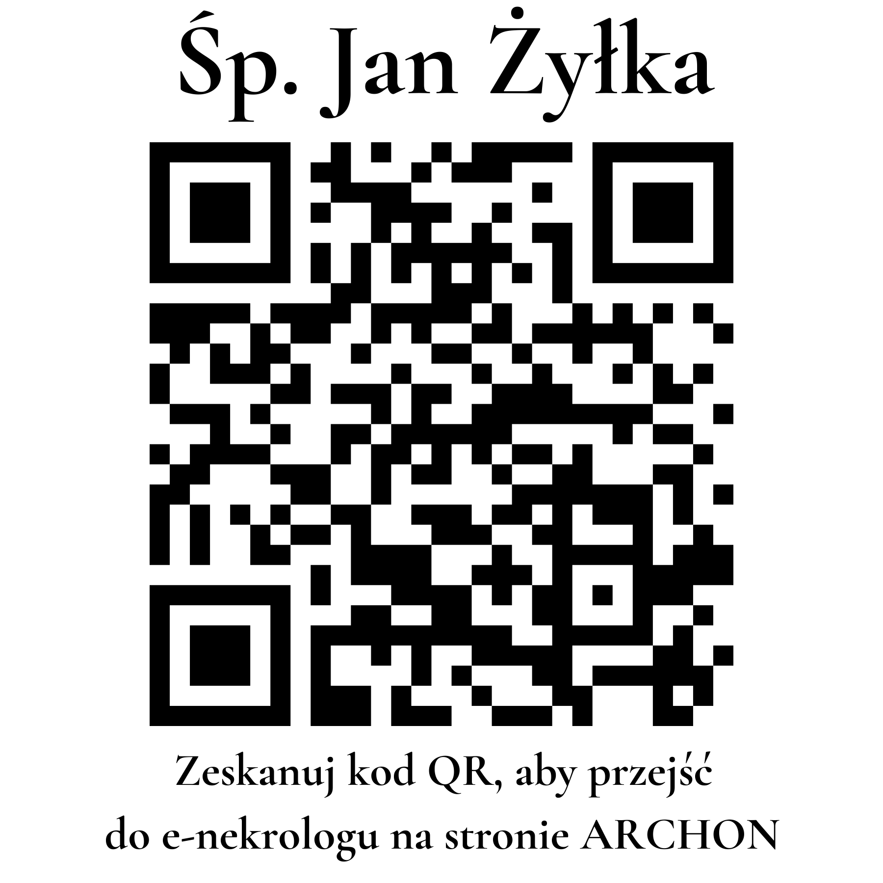 Kod QR do nekrologu Jan Żyłka