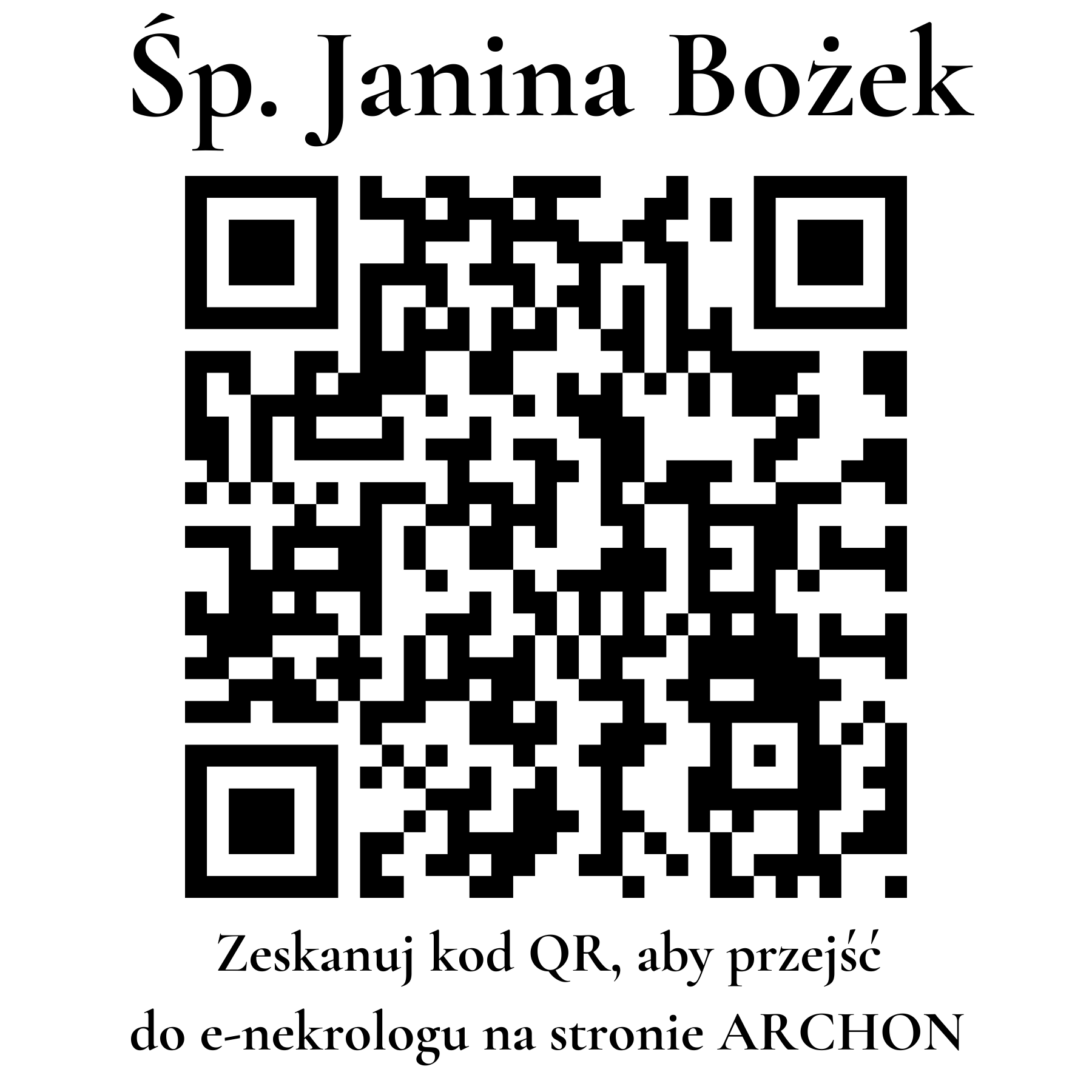 Kod QR do nekrologu Janina Bożek