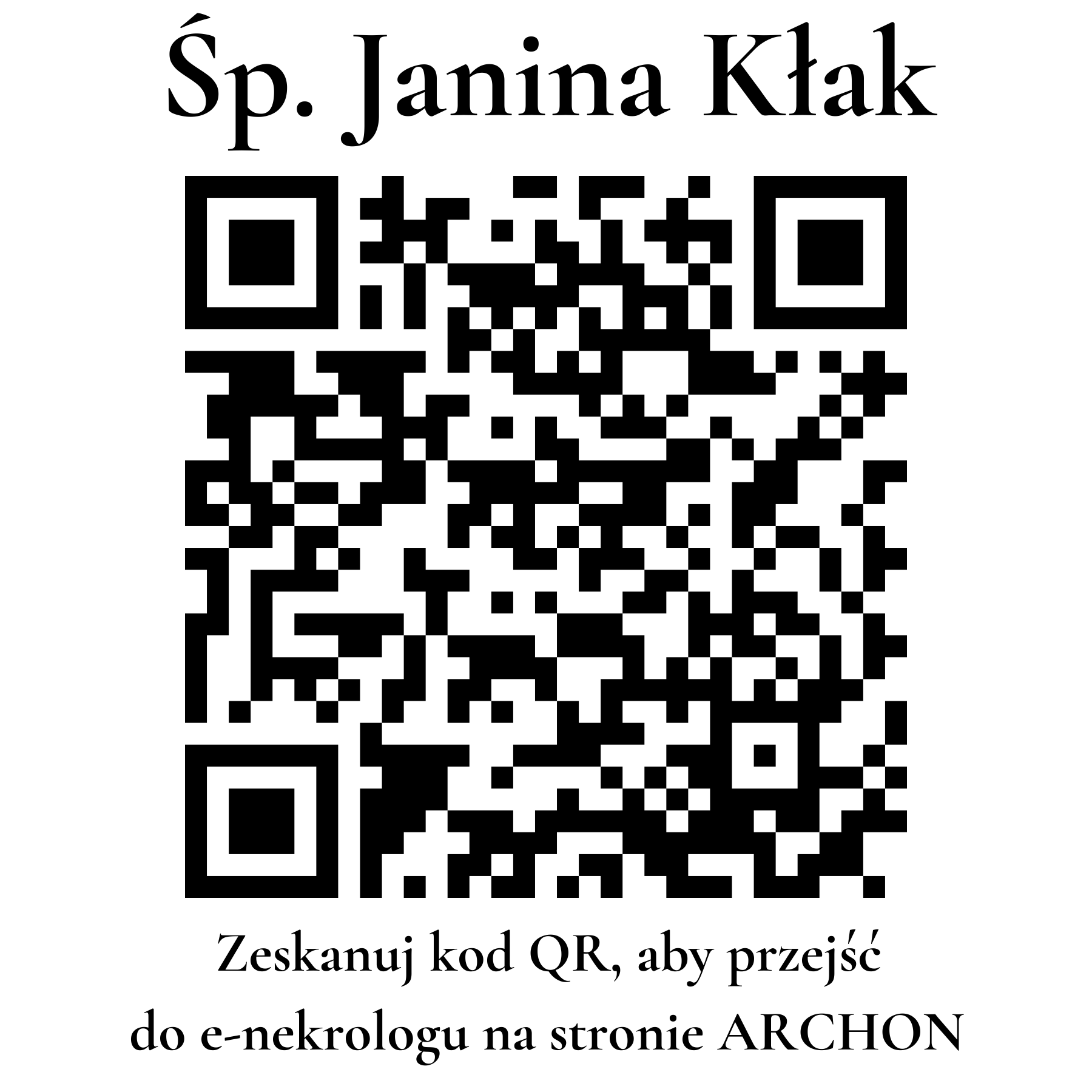 Kod QR do nekrologu Janina Kłak