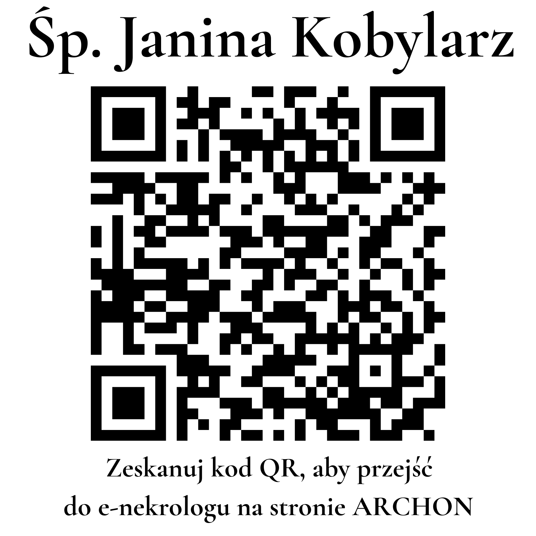 Kod QR do nekrologu Janina Kobylarz