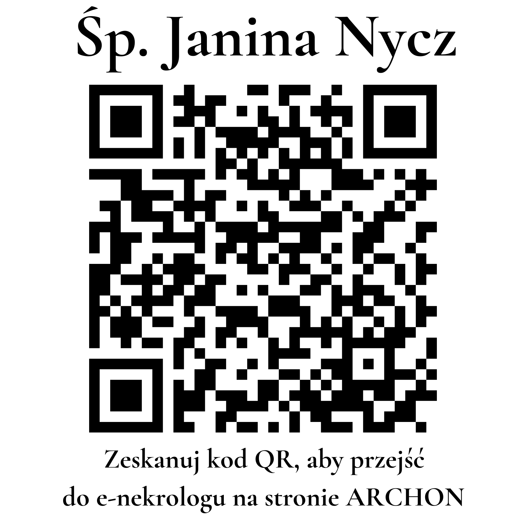Kod QR do nekrologu Janina Nycz