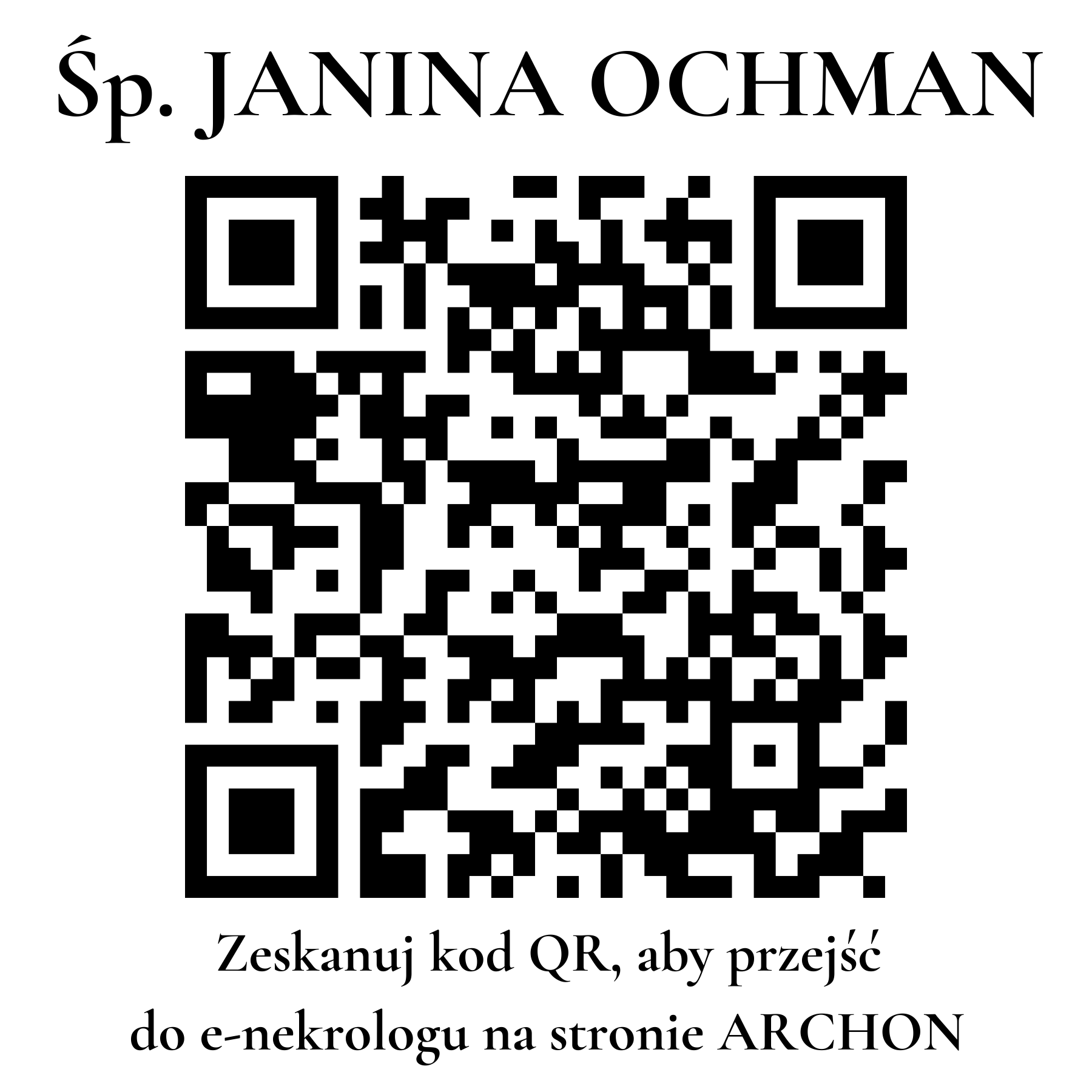 Kod QR do nekrologu JANINA OCHMAN