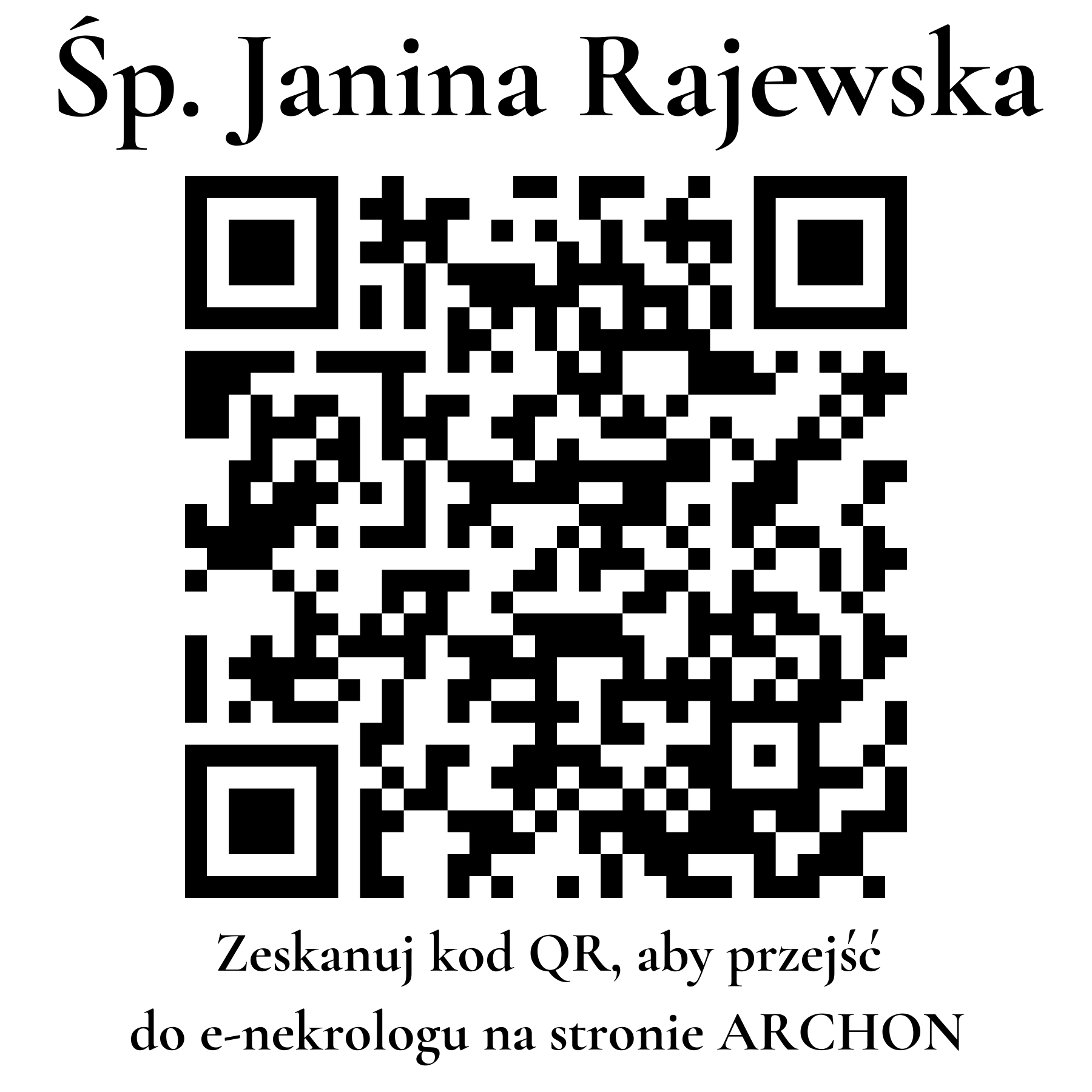 Kod QR do nekrologu Janina Rajewska