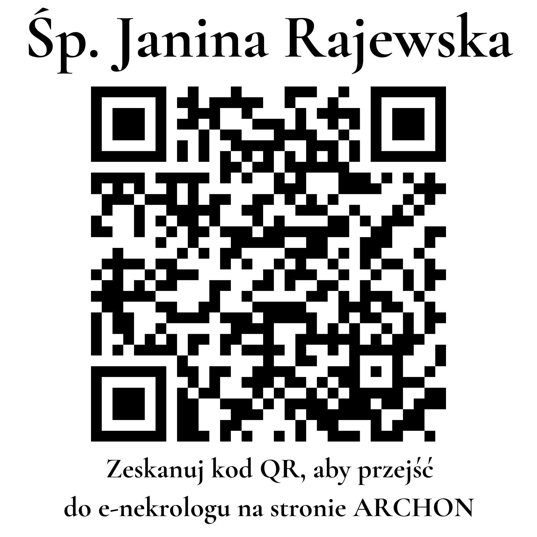 Kod QR do nekrologu Janina Rajewska