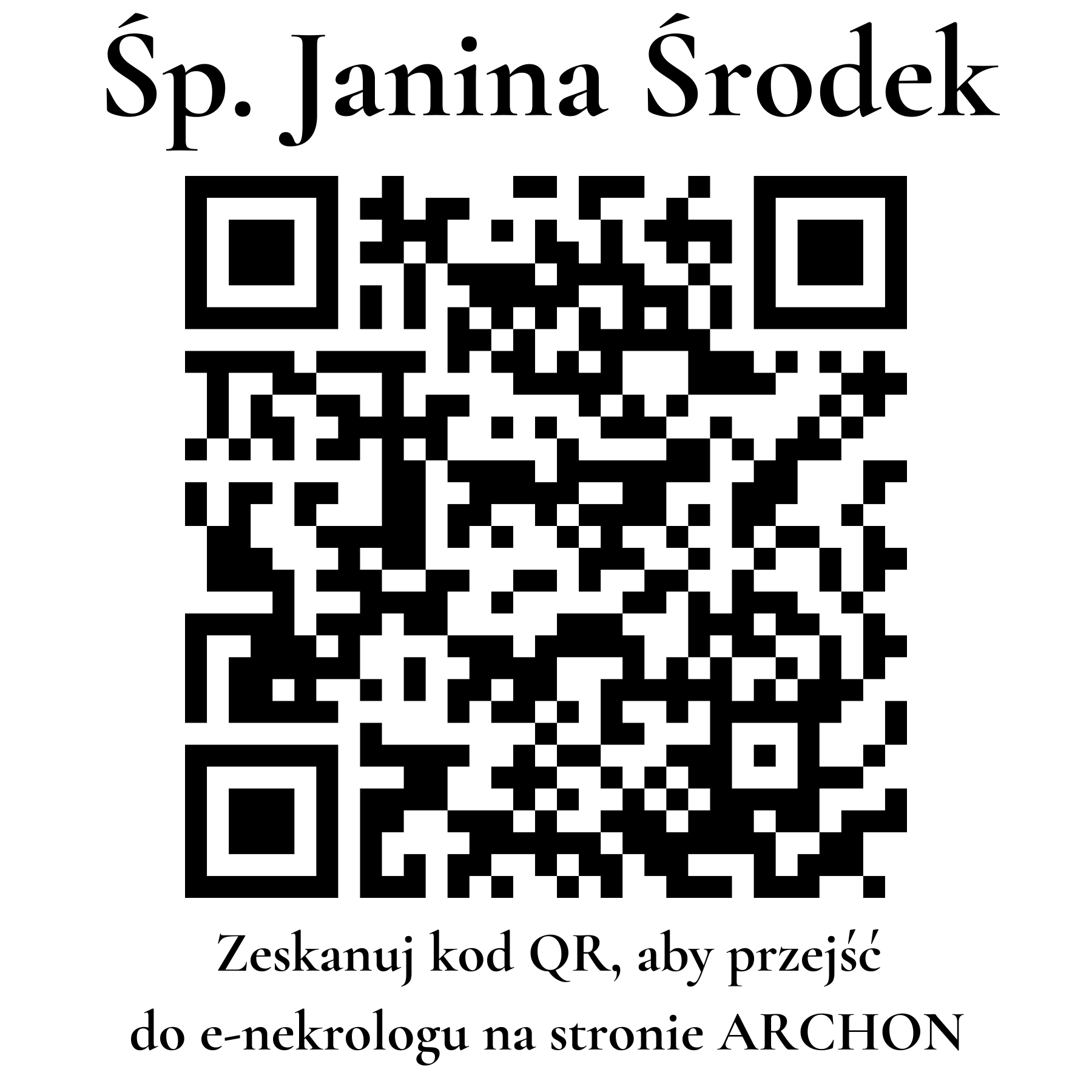Kod QR do nekrologu Janina Środek