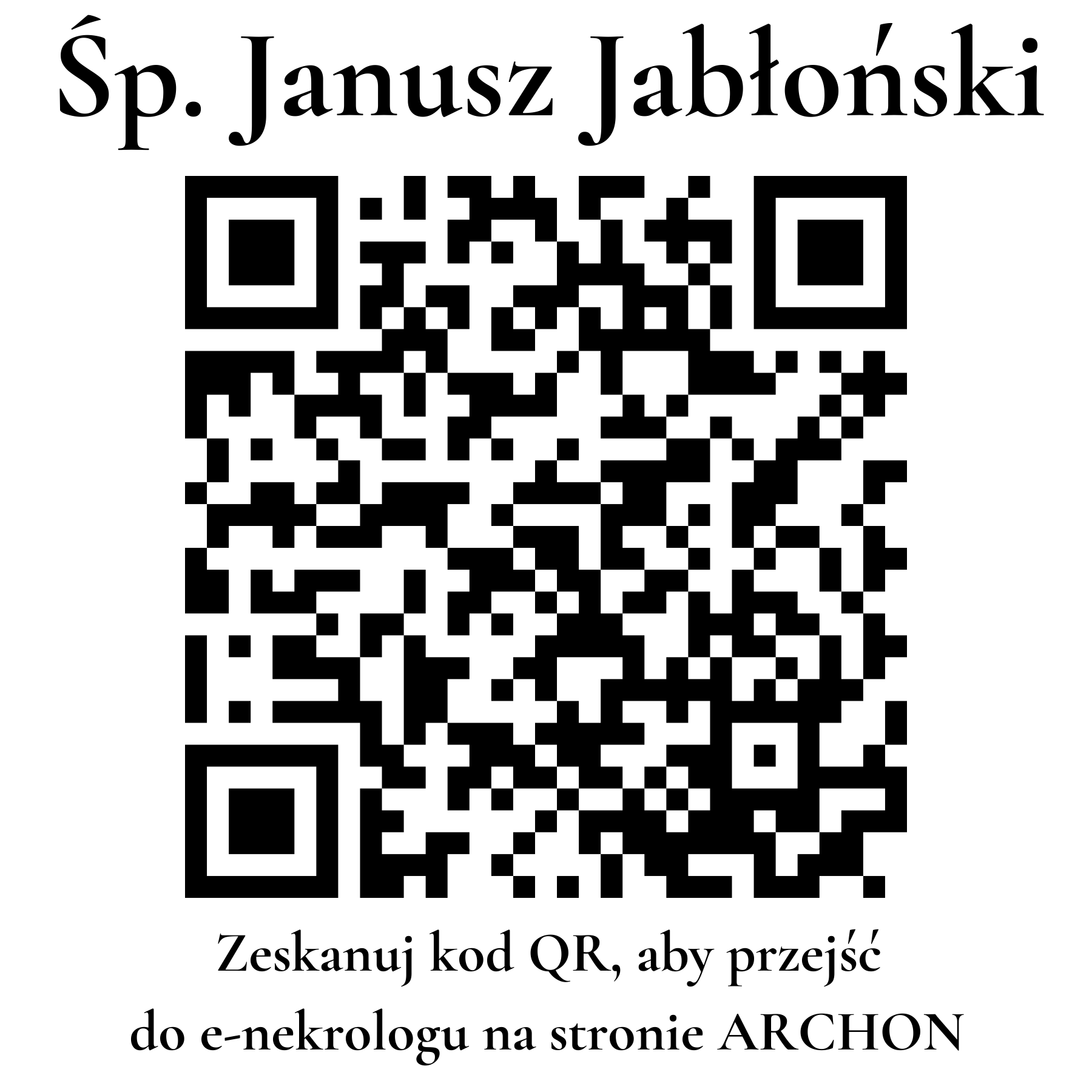 Kod QR do nekrologu Janusz Jabłoński