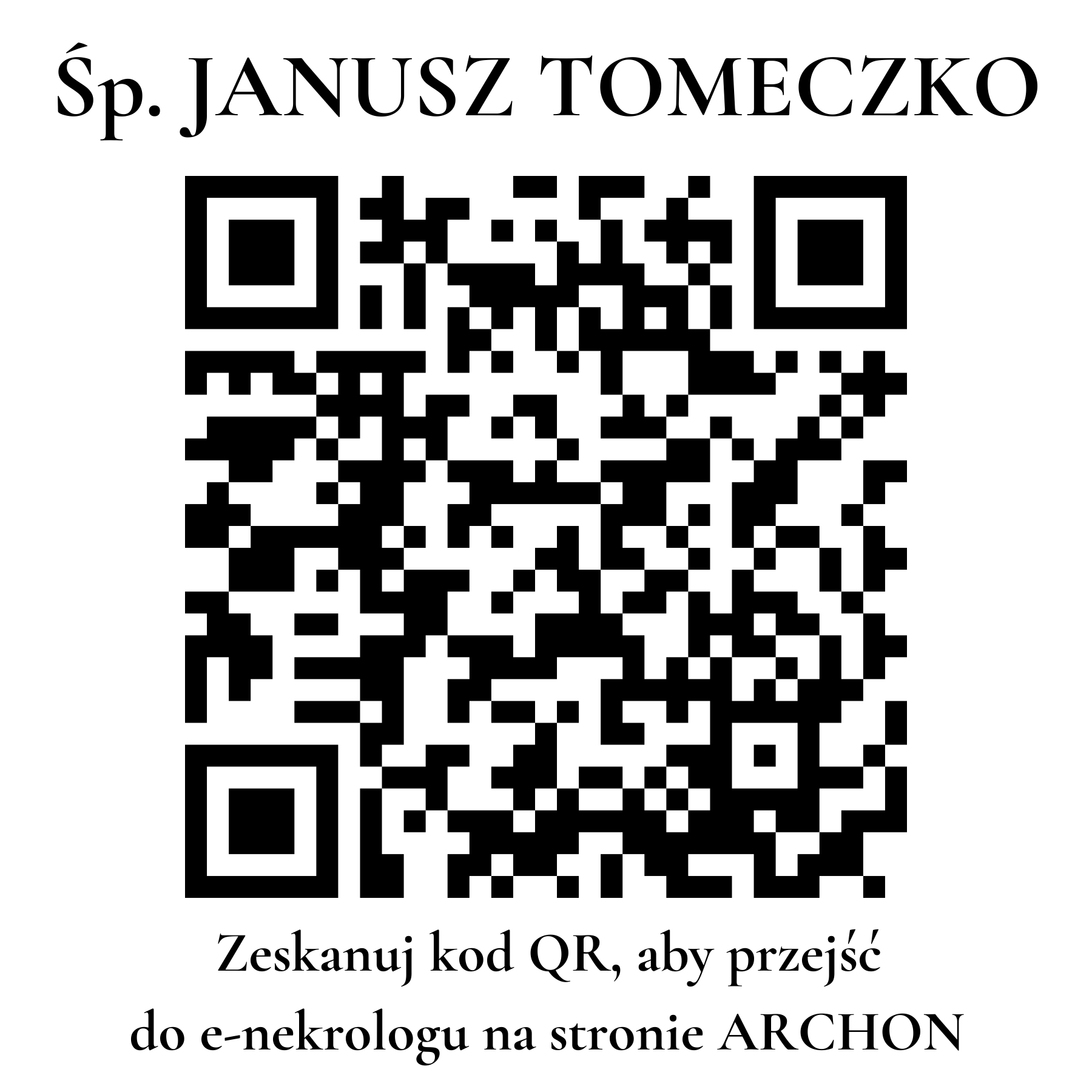 Kod QR do nekrologu JANUSZ TOMECZKO