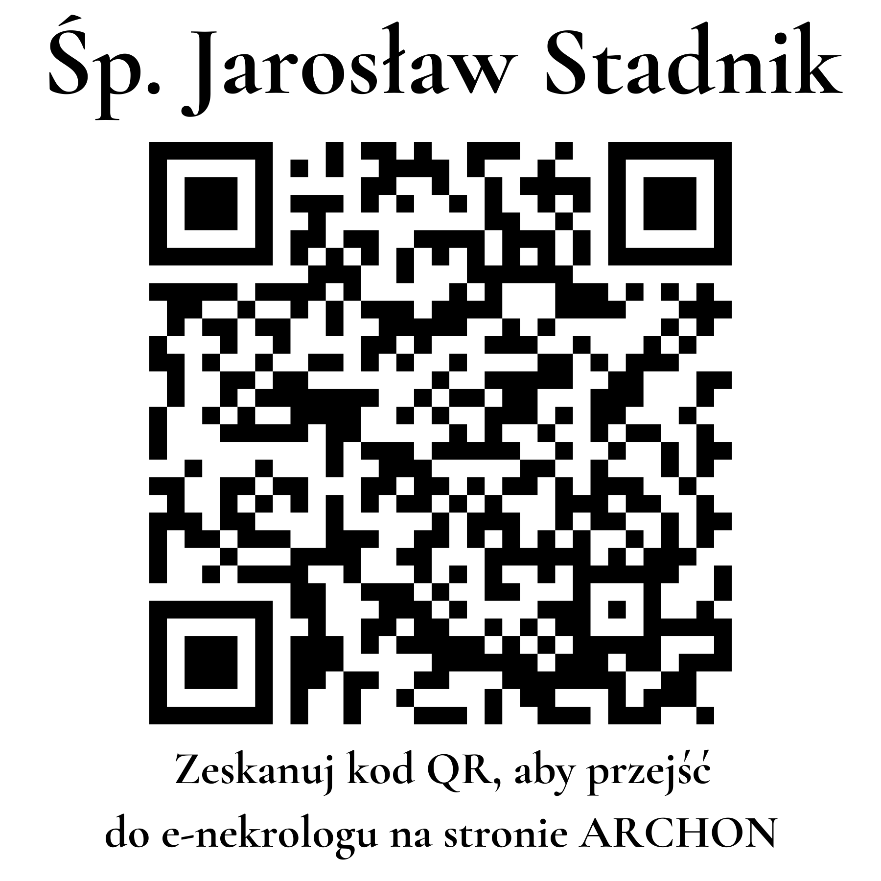 Kod QR do nekrologu Jarosław Stadnik