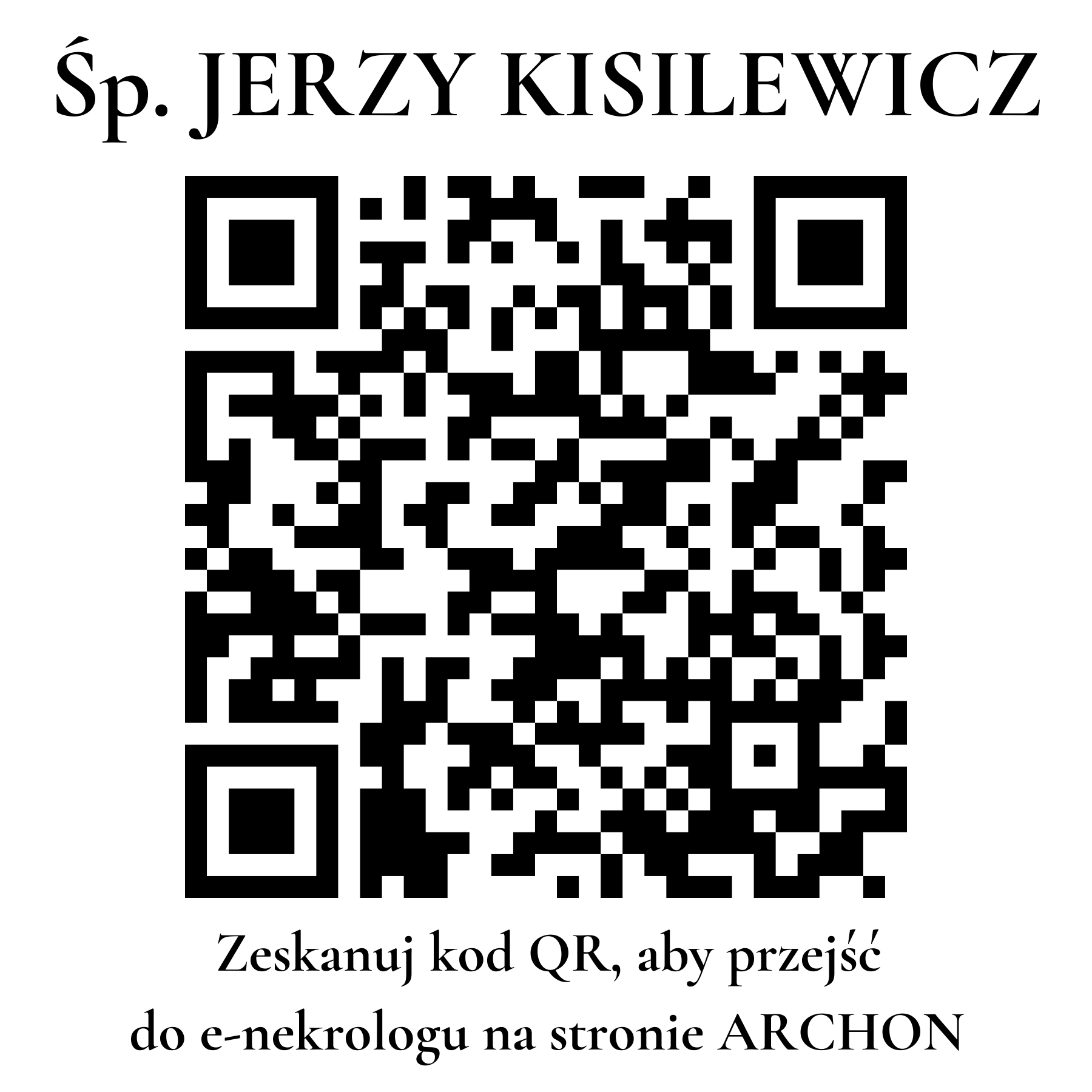 Kod QR do nekrologu JERZY KISILEWICZ