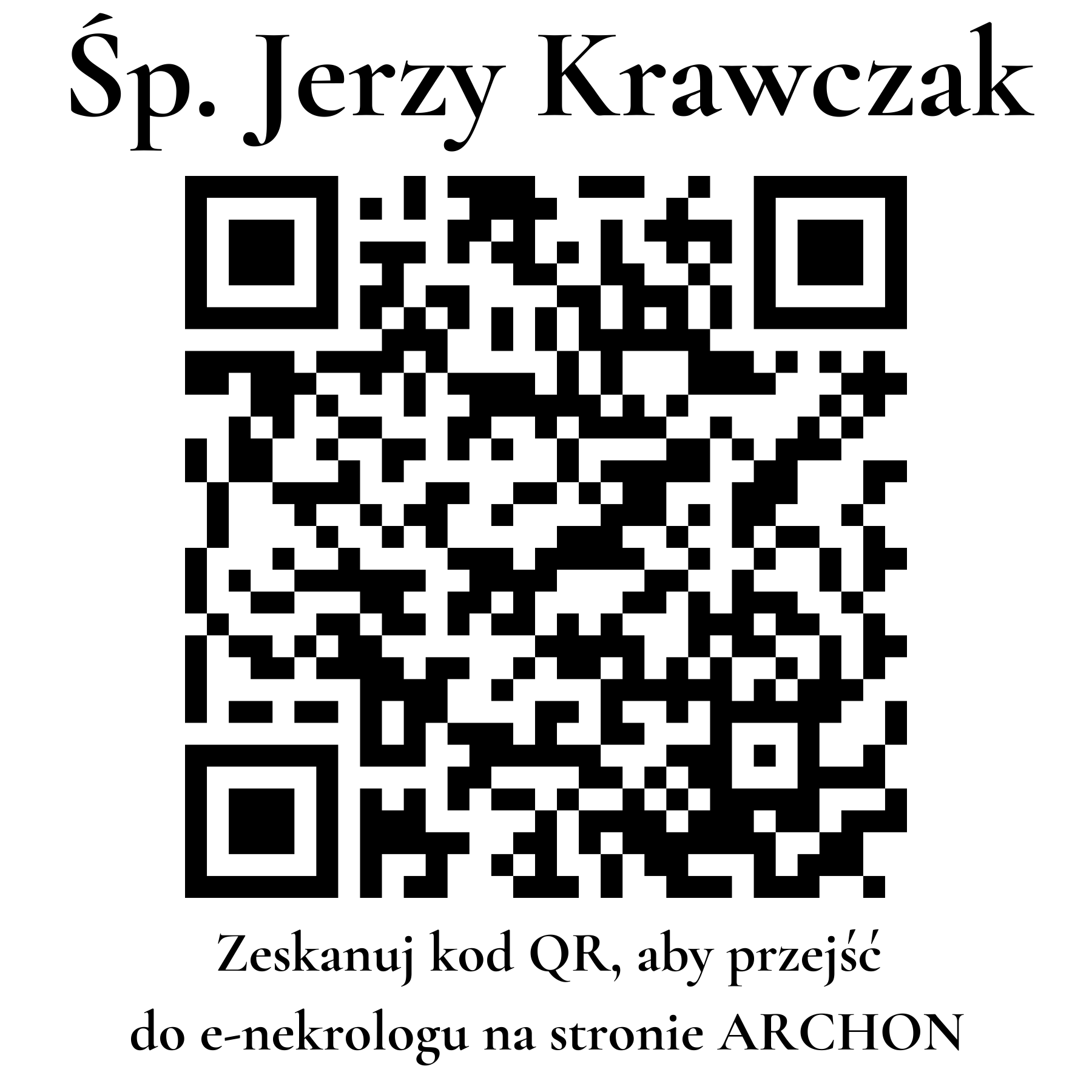 Kod QR do nekrologu Jerzy Krawczak Kod QR do nekrologu Jerzy Krawczak